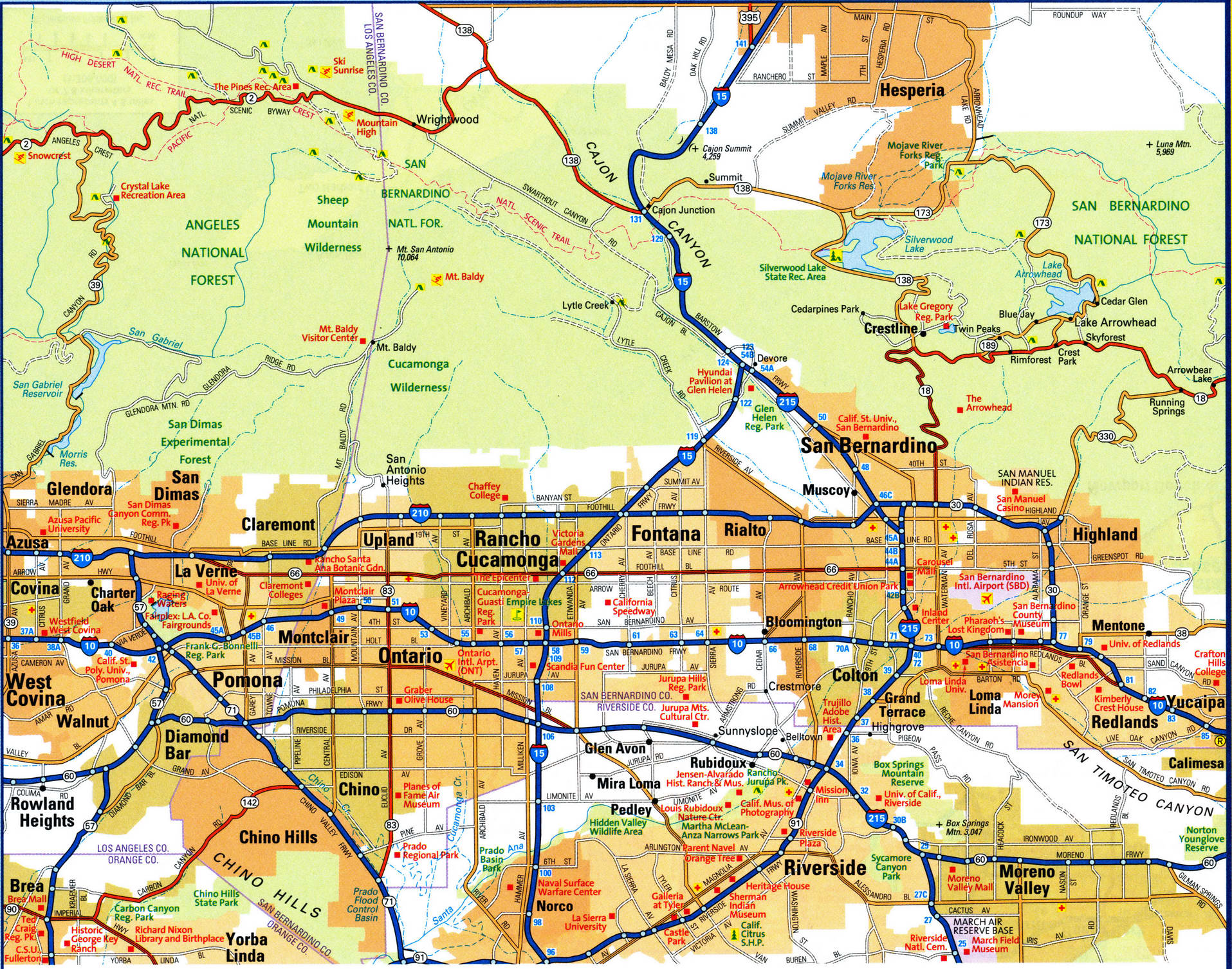 Map of Eastern Los Angeles city