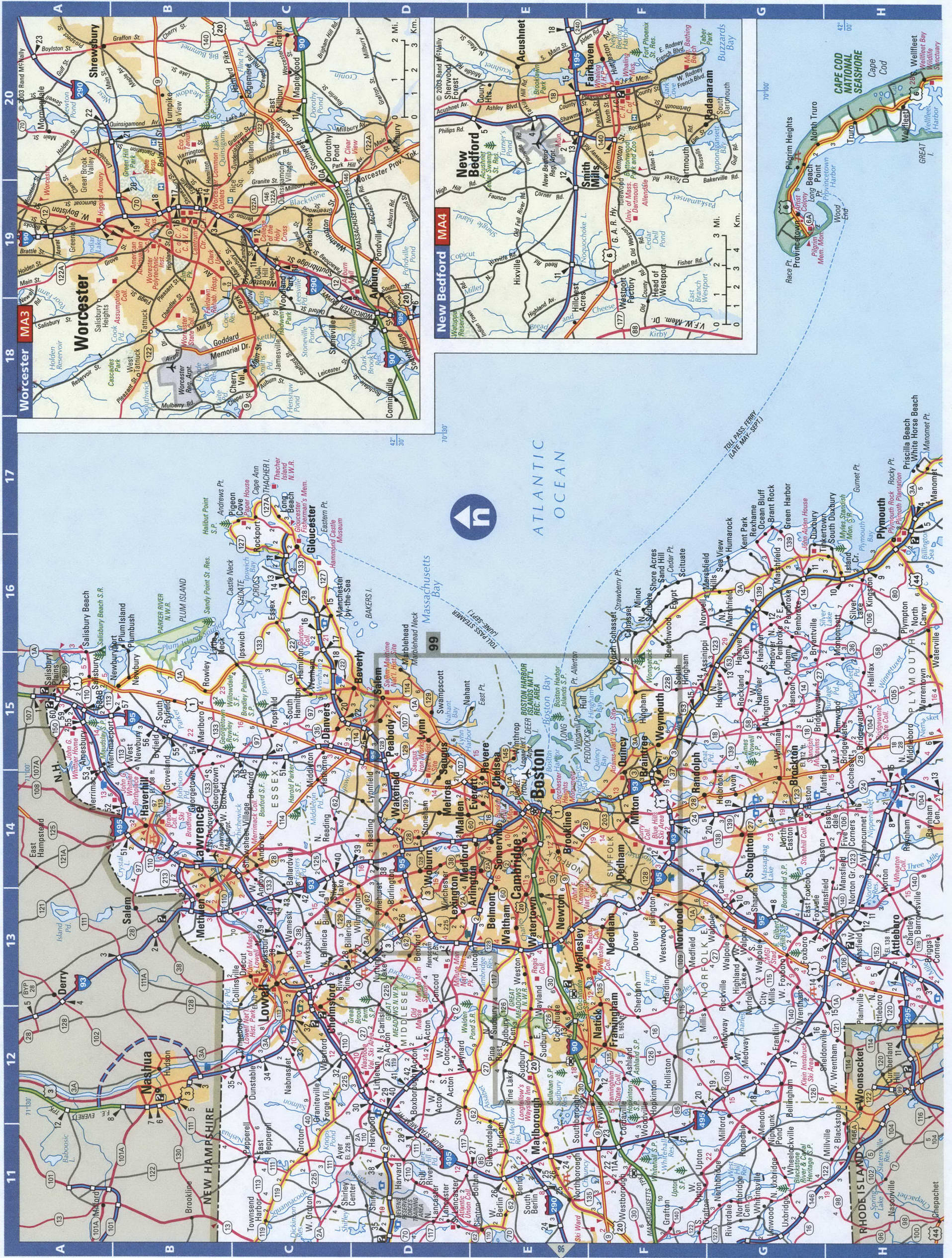 Eastern Massachusetts map. Detailed map of Eastern Massachusetts with road numbers and distances between cities. Eastern Massachusetts map. Detailed map of Eastern Massachusetts with road numbers and distances between cities.