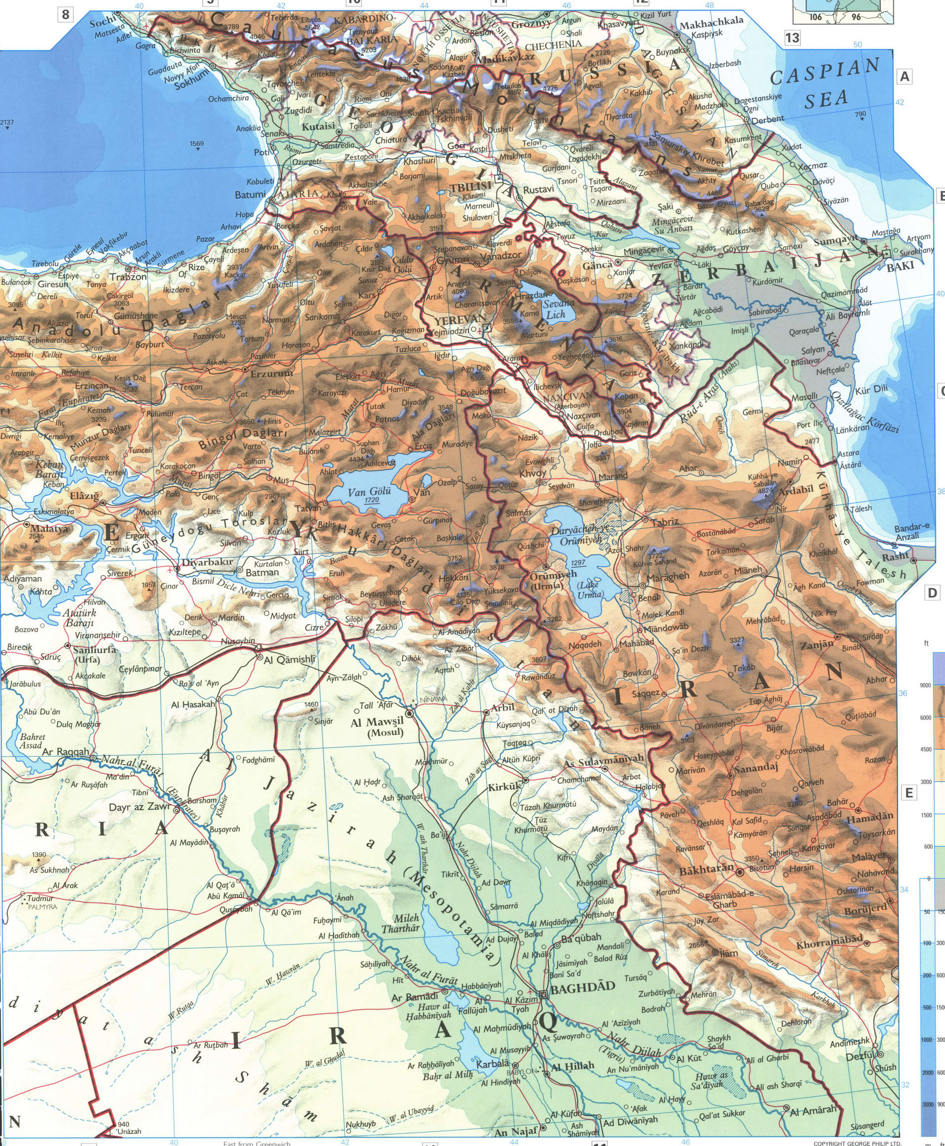 Turkey and Syria detailed map