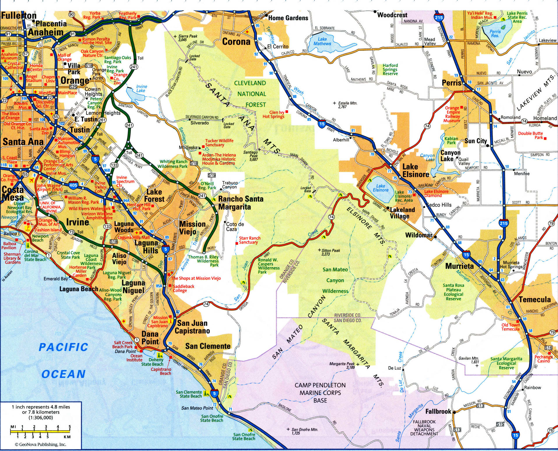 Map of East Los Angeles city