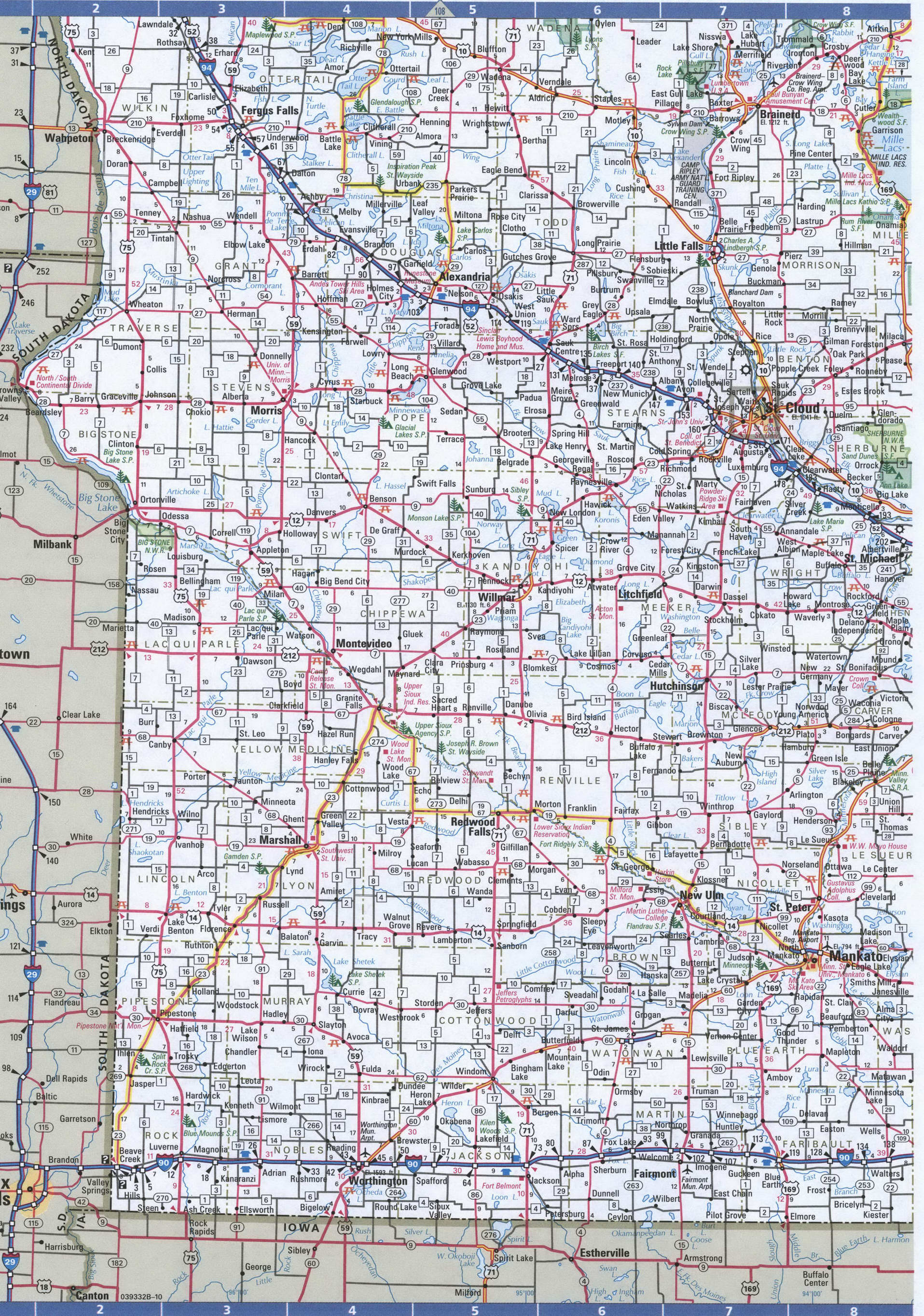 Minnesota south map. Detailed map of southern Minnesota with road numbers and distances between cities. Minnesota south map. Detailed map of southern Minnesota with road numbers and distances between cities.