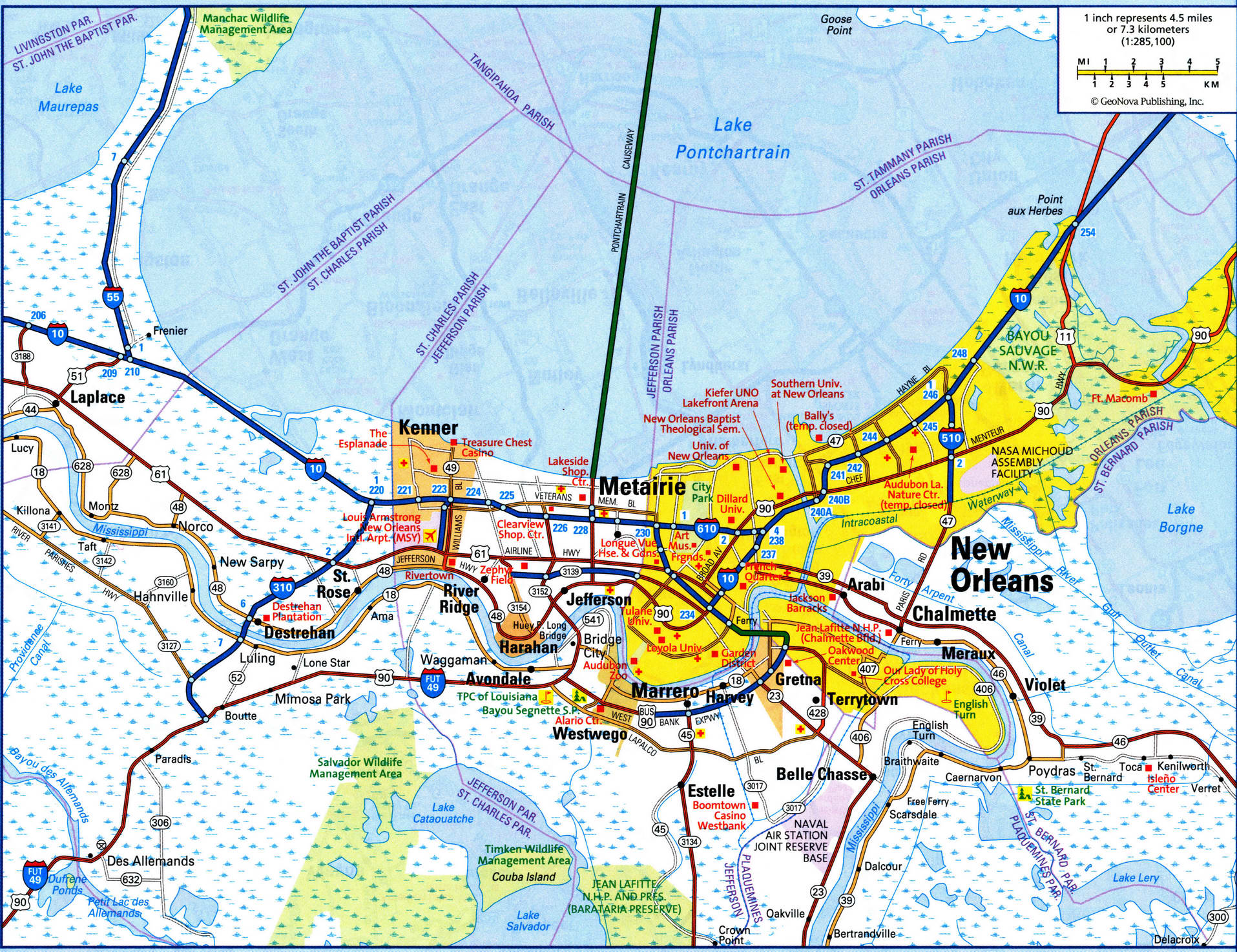 Map of New Orleans city