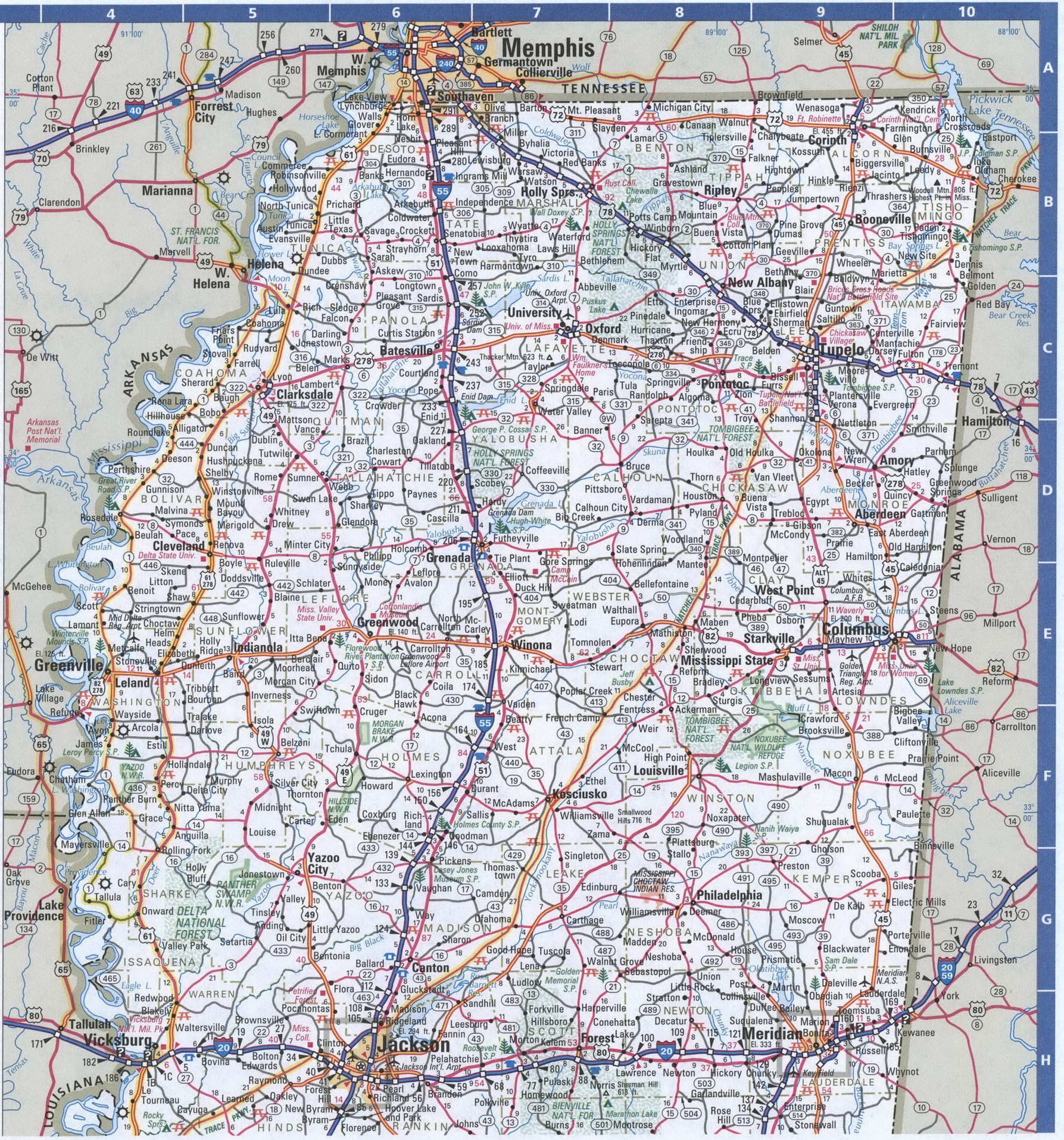 Mississippi map. Detailed map of all roads in Mississippi with distances between cities and towns. Mississippi map. Detailed map of all roads in Mississippi with distances between cities and towns.