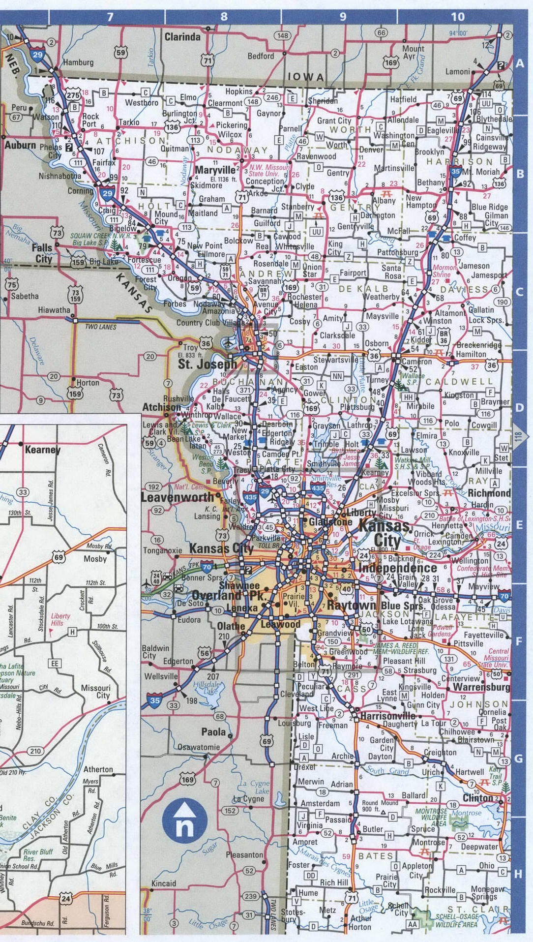 Missouri map. Detailed map of all roads in Western Missouri with distances between cities and towns. Missouri map. Detailed map of all roads in Western Missouri with distances between cities and towns.