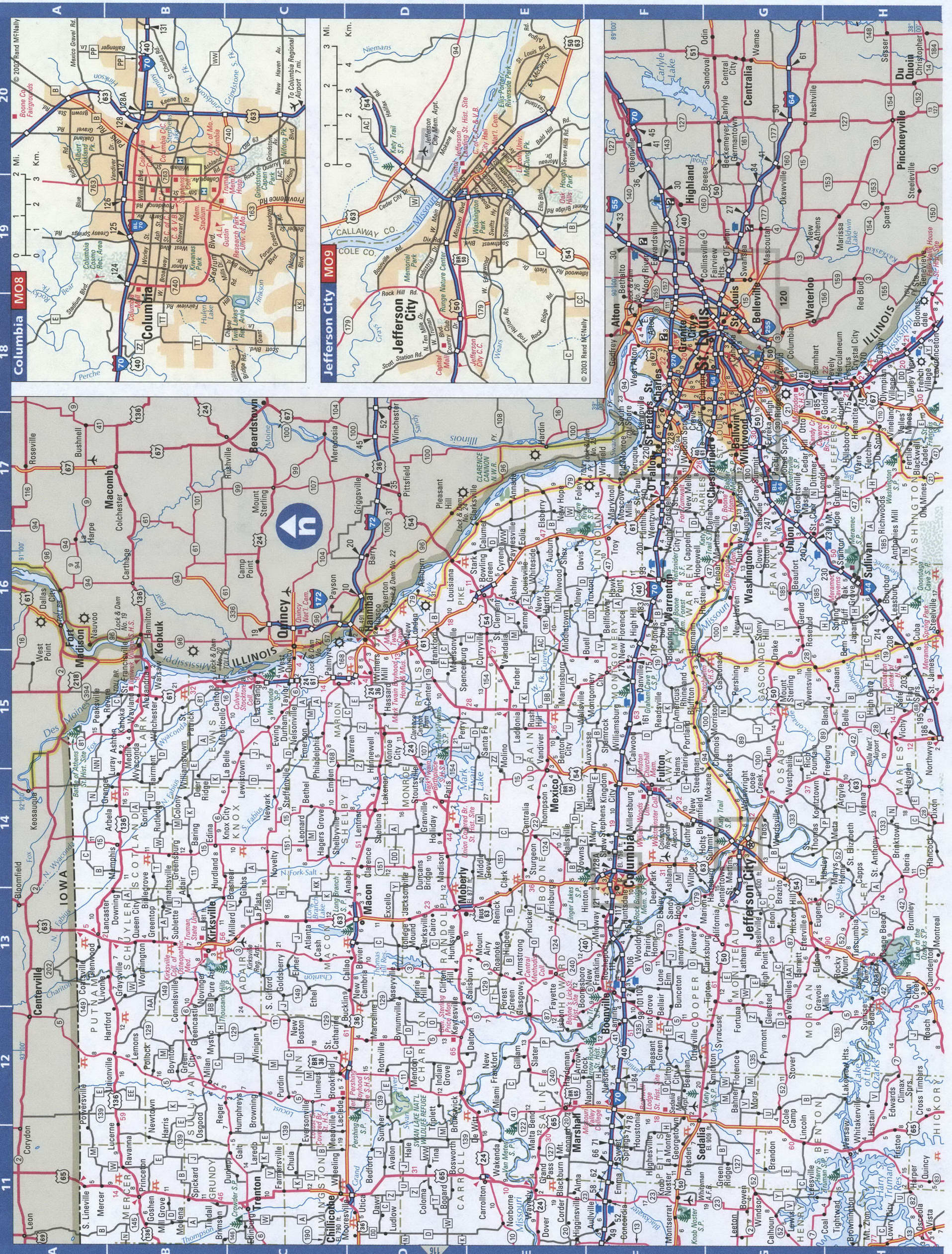 Missouri eastern map. Detailed map of all roads in East Missouri with distances between cities and towns. Missouri eastern map. Detailed map of all roads in East Missouri with distances between cities and towns.
