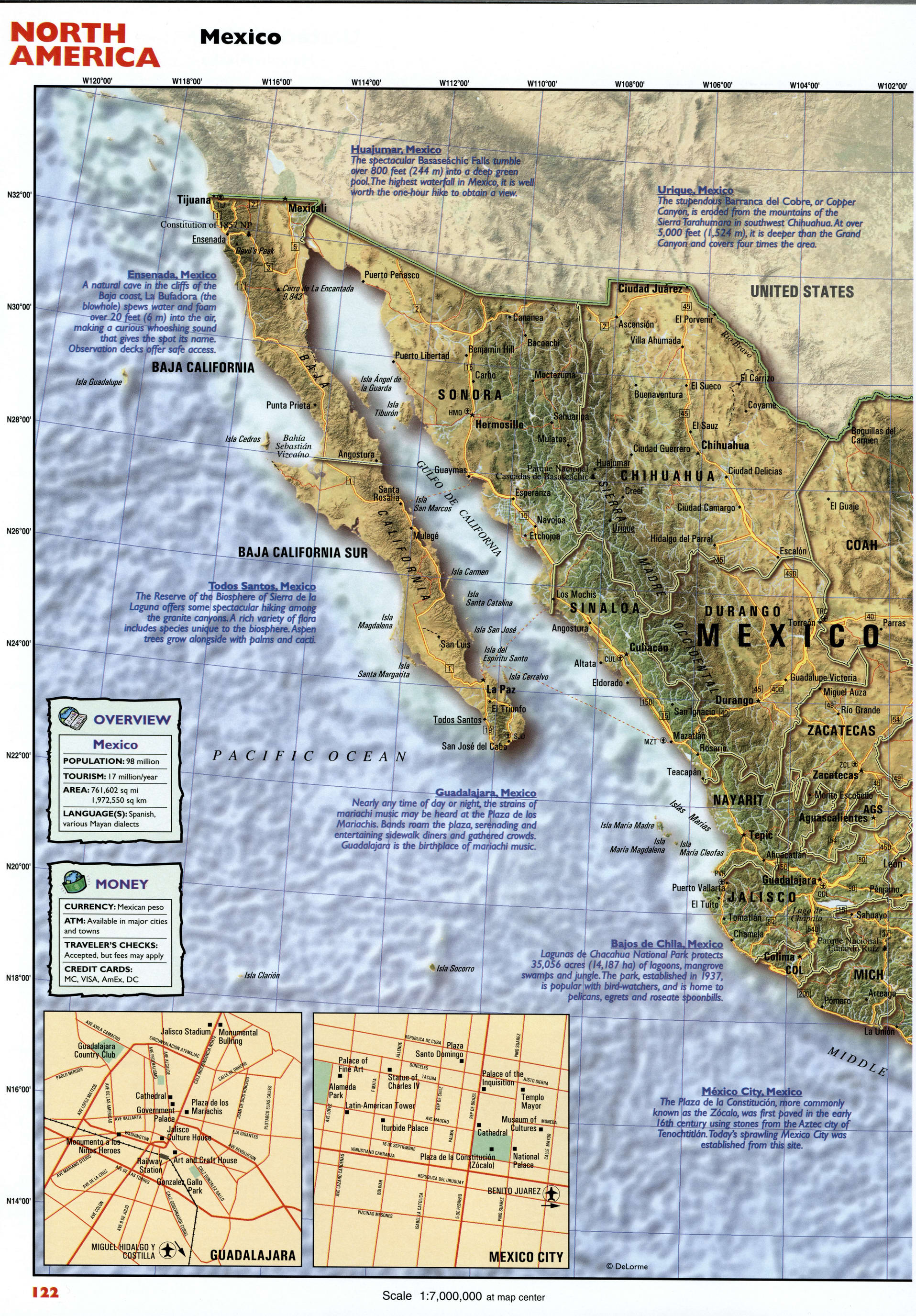 Mexico tourist map. Detailed map of Mexico with roads, cities, towns Mexico tourist map. Detailed map of Mexico with roads, cities, towns