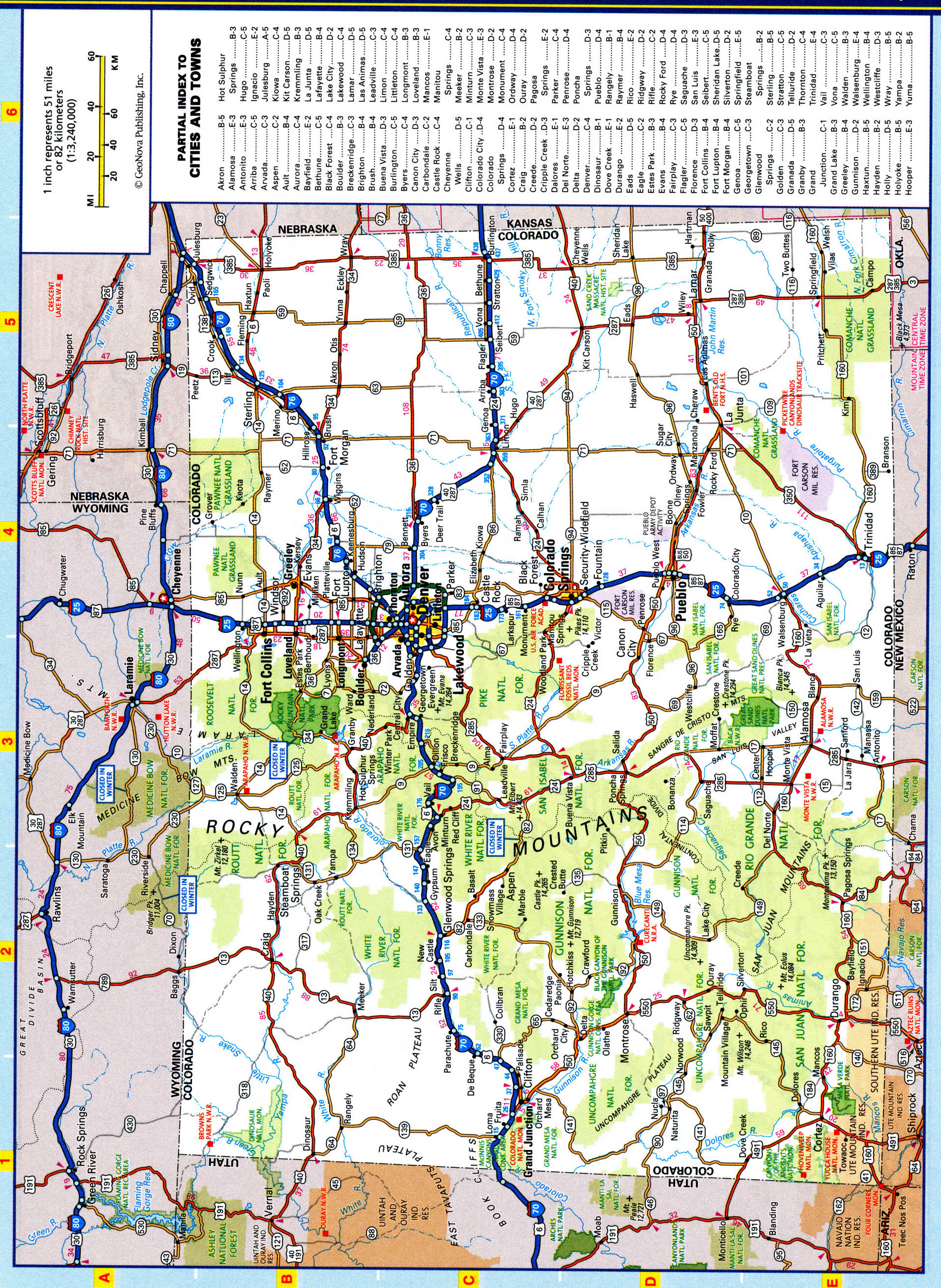 Colorado highway map. Map of the Colorado highway with cities, villages, and rest areas. Colorado highway map. Map of the Colorado highway with cities, villages, and rest areas.