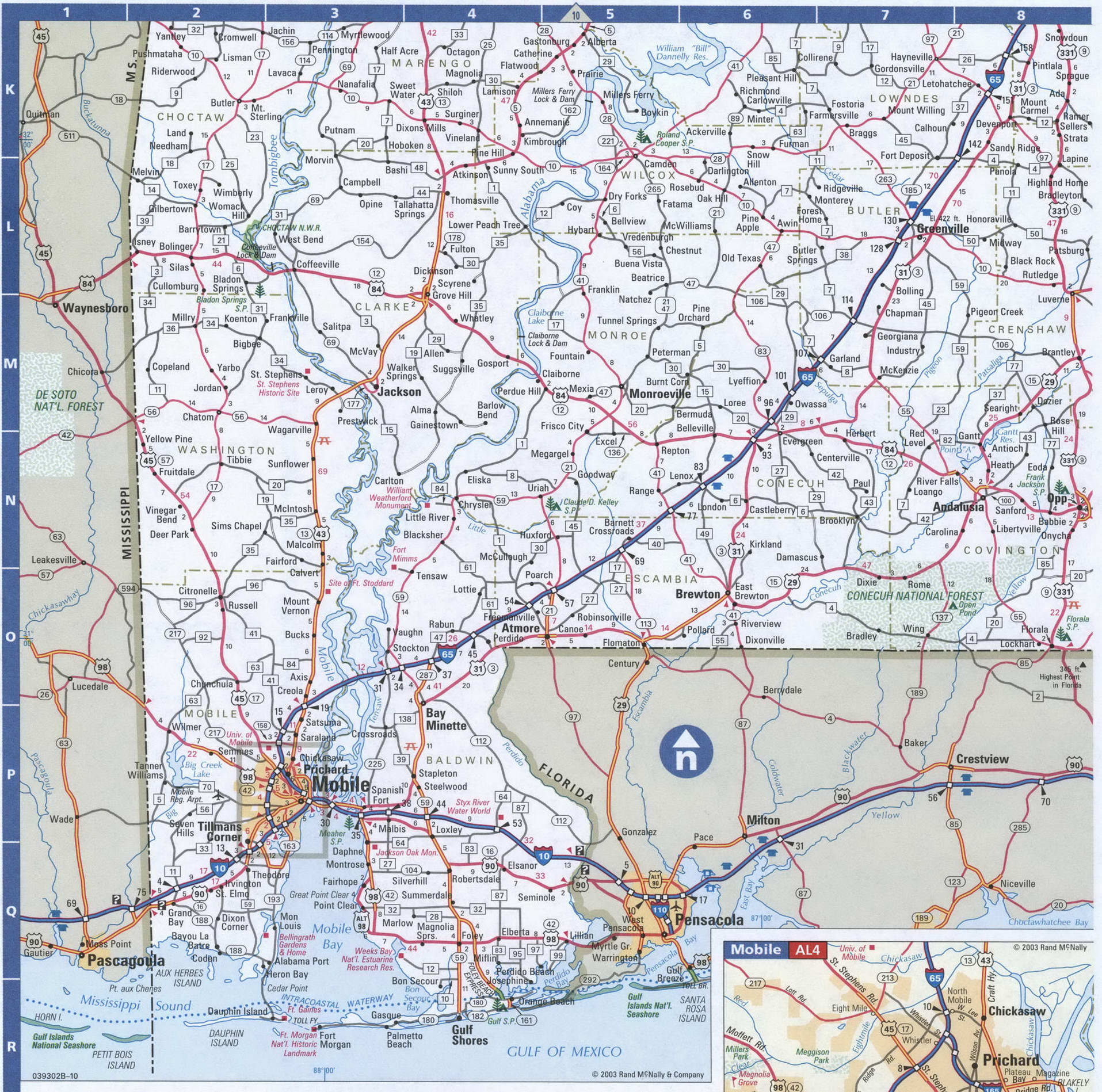 Southern Alabama road map. Detailed road map of southern Alabama with cities, towns, and rest areas. Southern Alabama road map. Detailed road map of southern Alabama with cities, towns, and rest areas.
