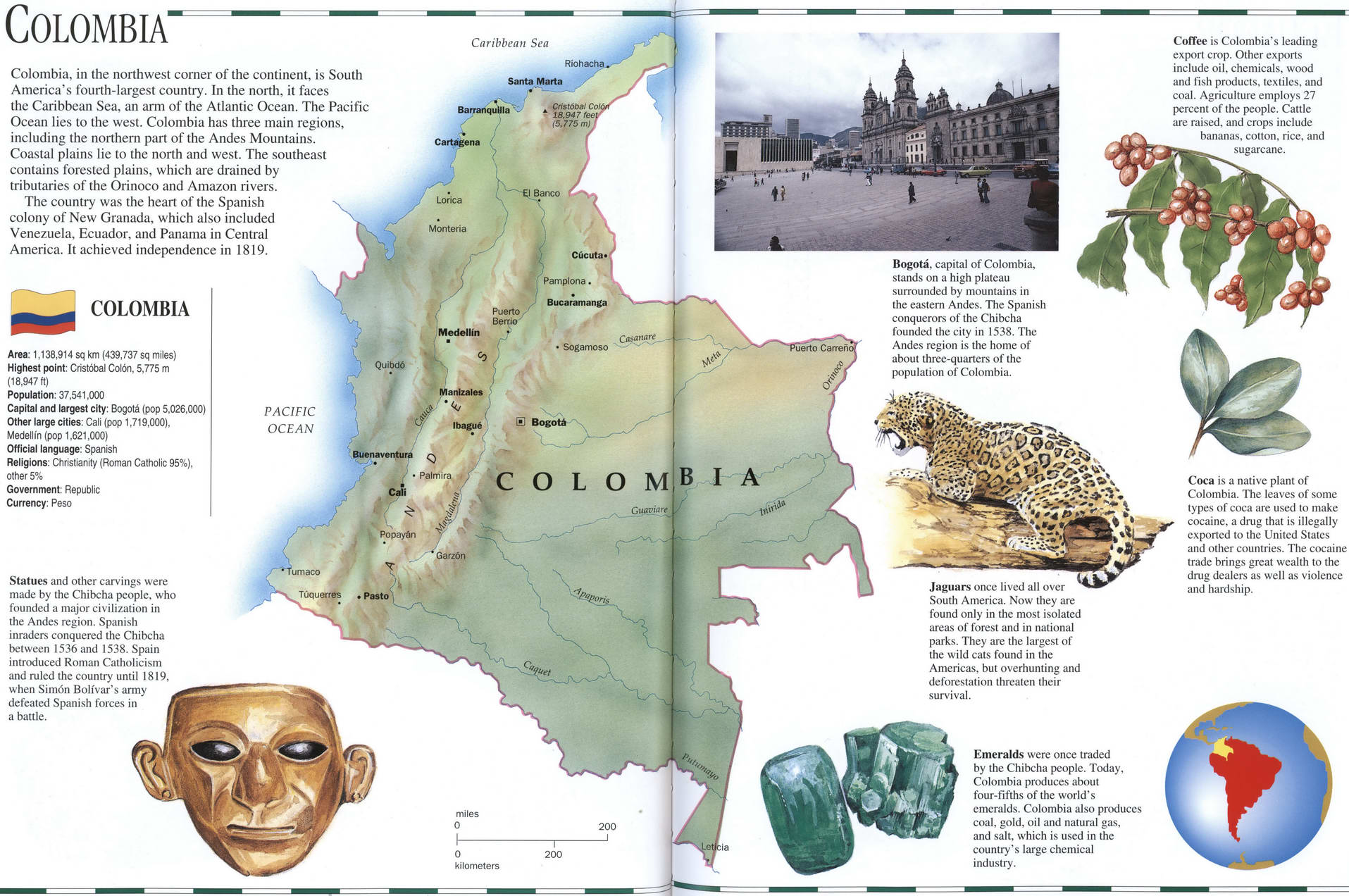 Colombia geographic map. Detailed map of Colombia with a brief geographical description. Colombia on the world map. Colombia geographic map. Detailed map of Colombia with a brief geographical description. Colombia on the world map.