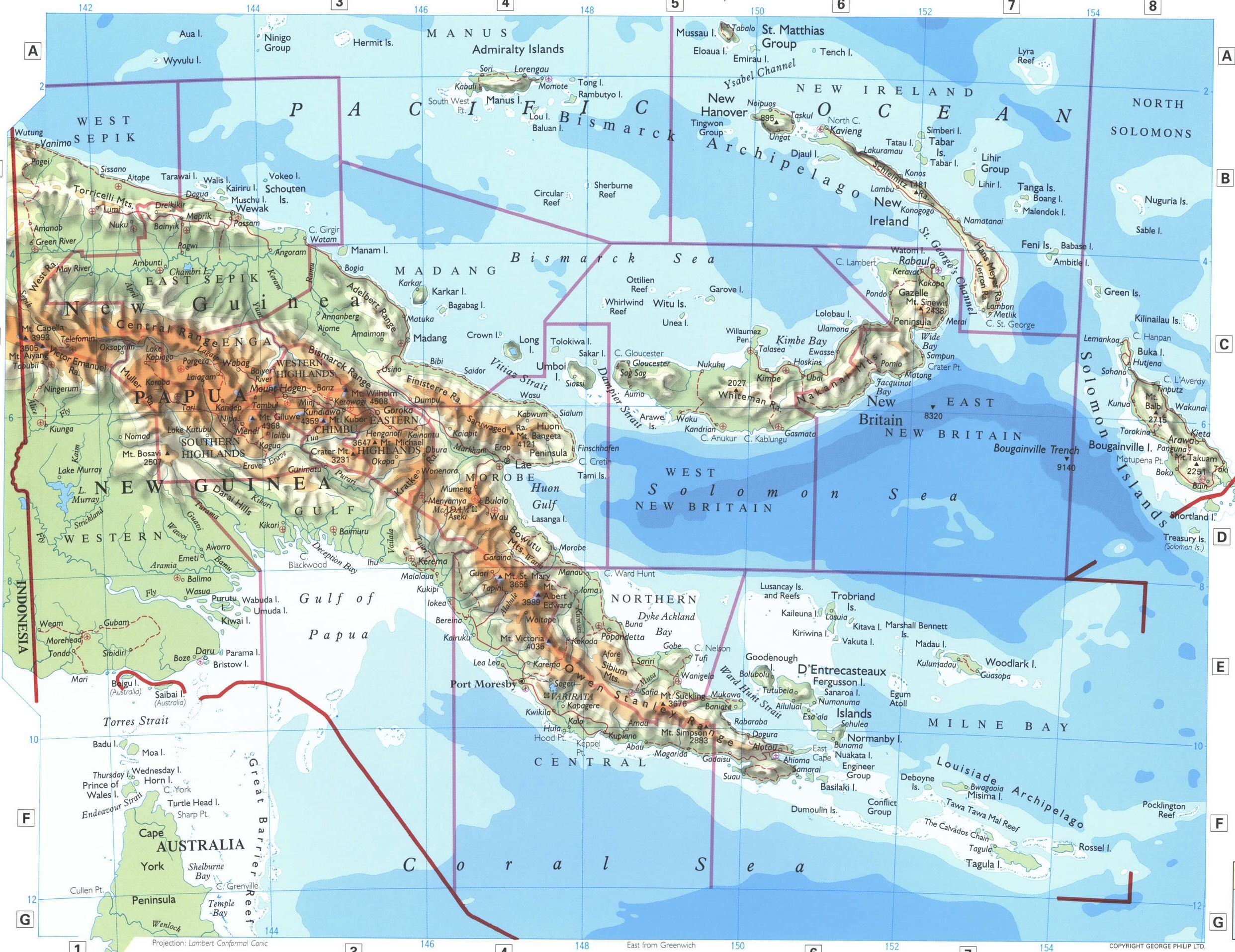 Papua New Guinea map. Detailed large-scale physical map of Papua New Guinea Papua New Guinea map. Detailed large-scale physical map of Papua New Guinea