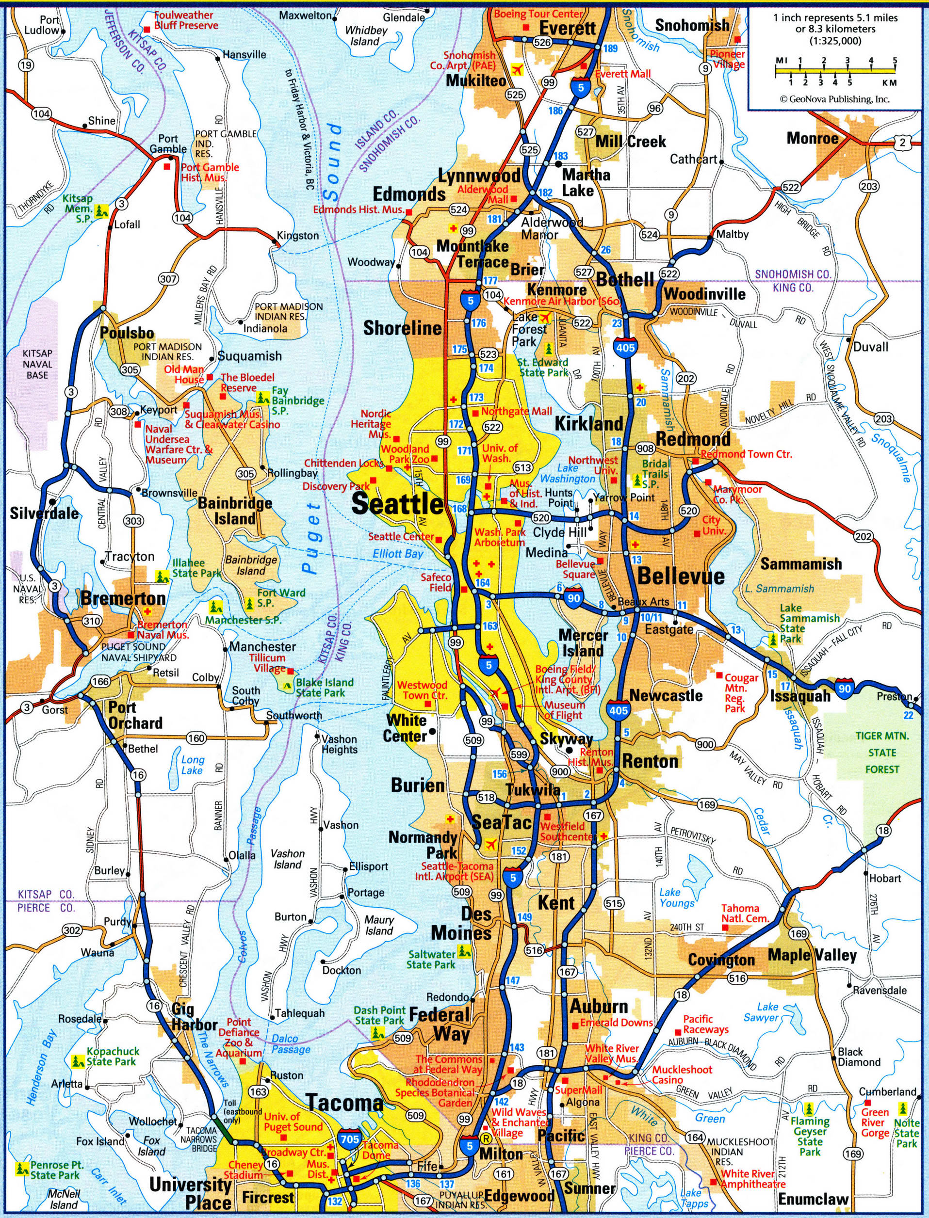 map of Seattle city. Detailed updated map of all roads in Seattle and the suburbs map of Seattle city. Detailed updated map of all roads in Seattle and the suburbs