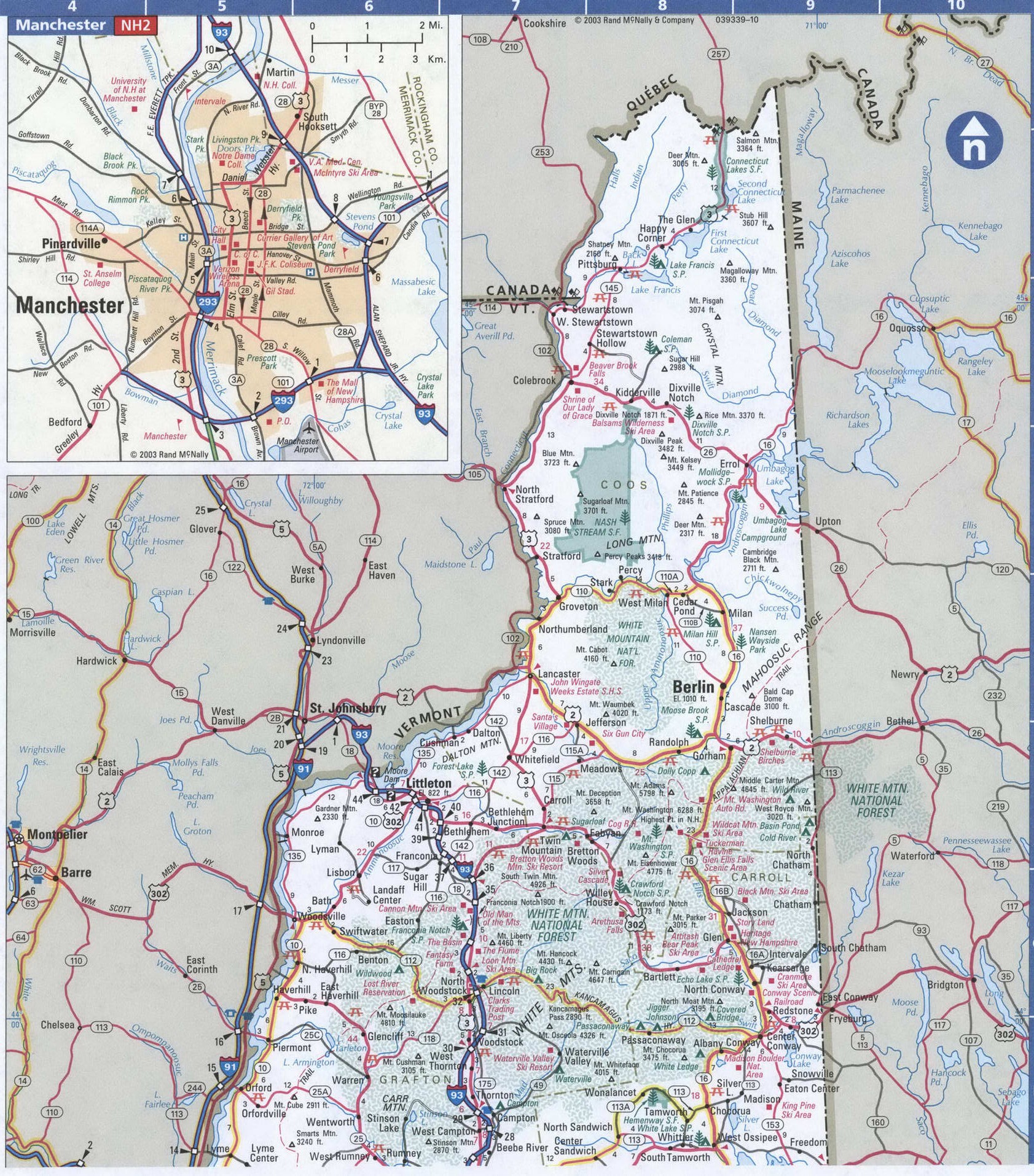 New Hampshire detailed map. Detailed map of all roads in New Hampshire with distances between cities and towns. New Hampshire detailed map. Detailed map of all roads in New Hampshire with distances between cities and towns.