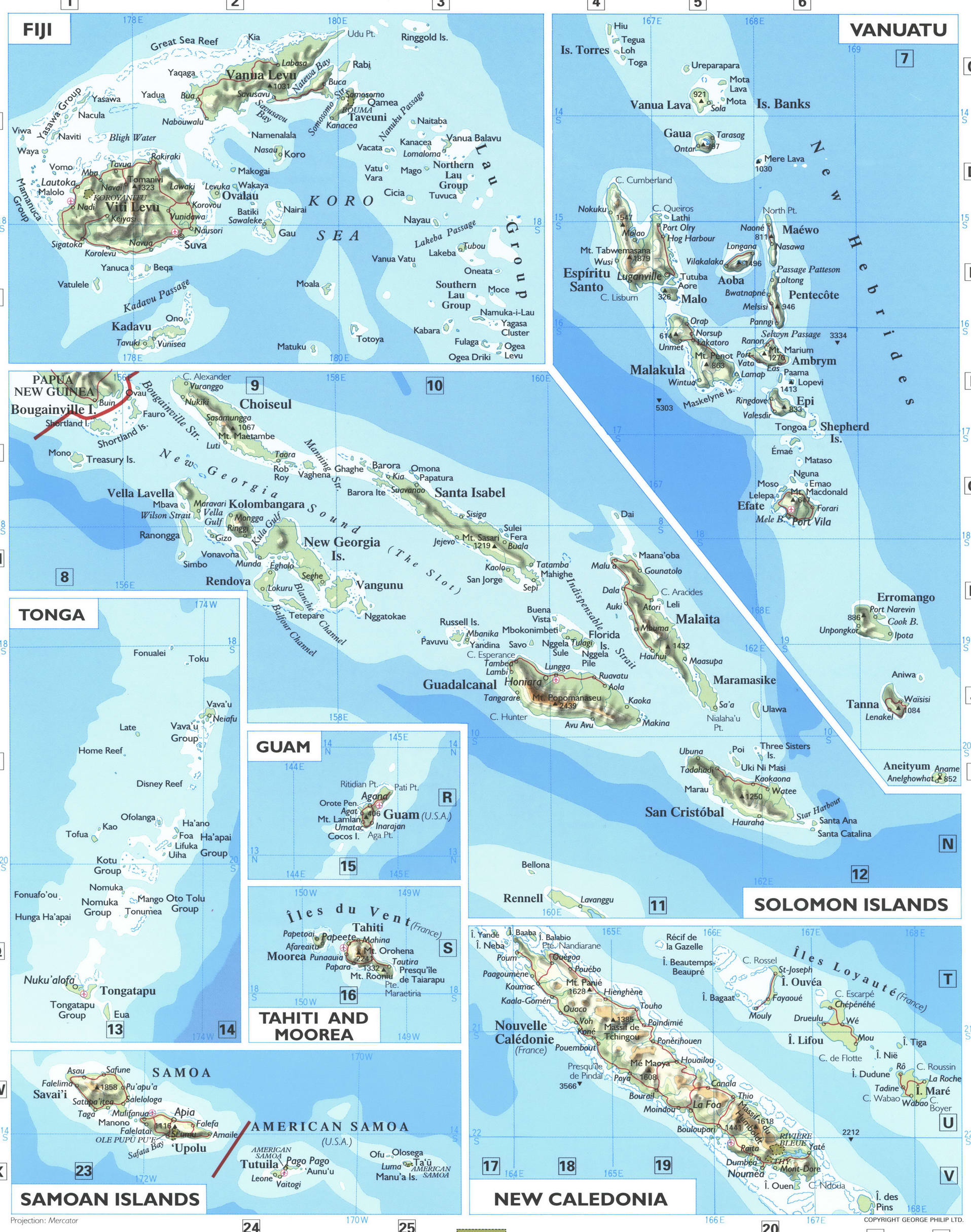 South-West Pacific Ocean map