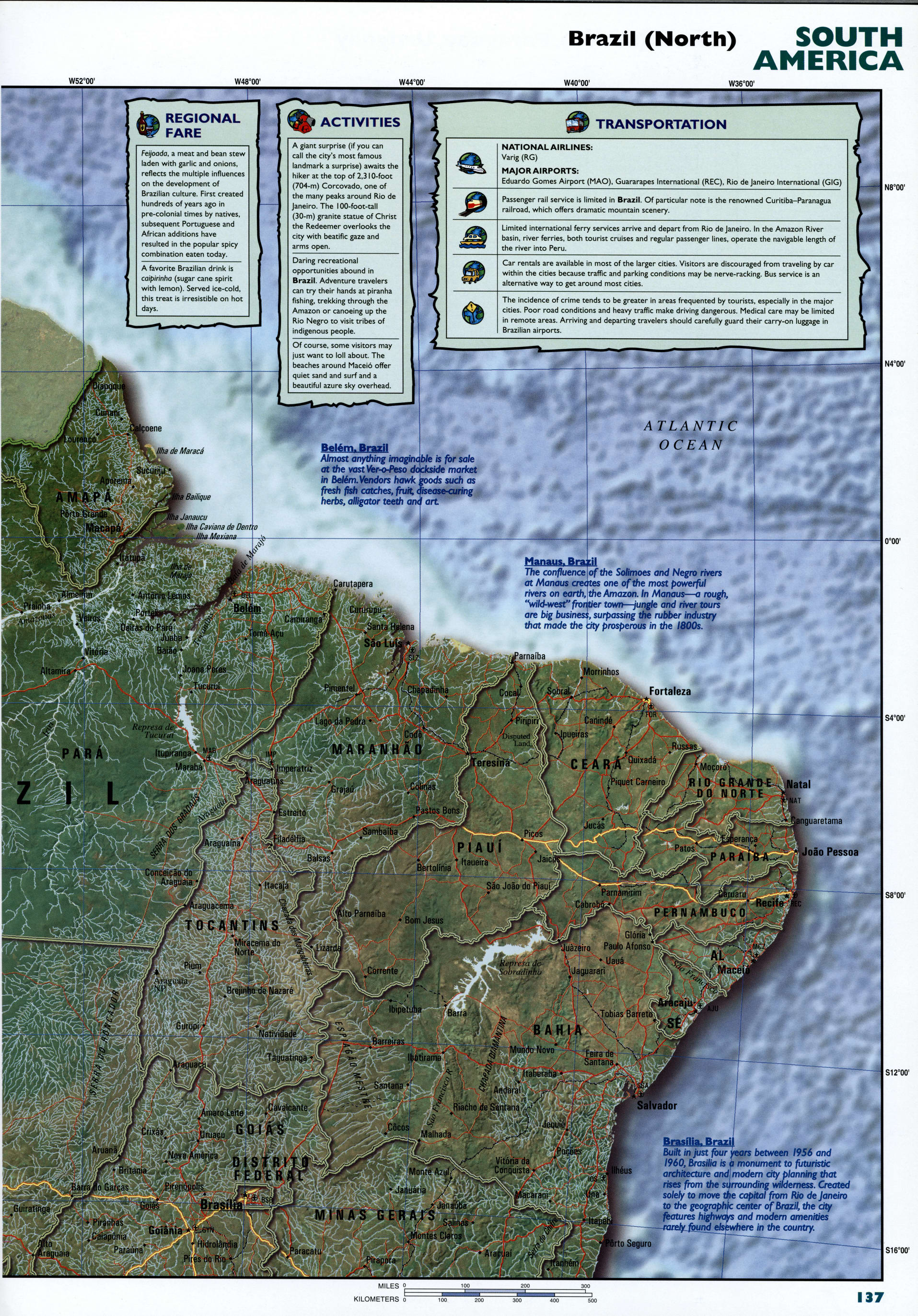 North Brazil detailed map. A detailed physical map of the northern part of Brazil with cities and towns. North Brazil detailed map. A detailed physical map of the northern part of Brazil with cities and towns.