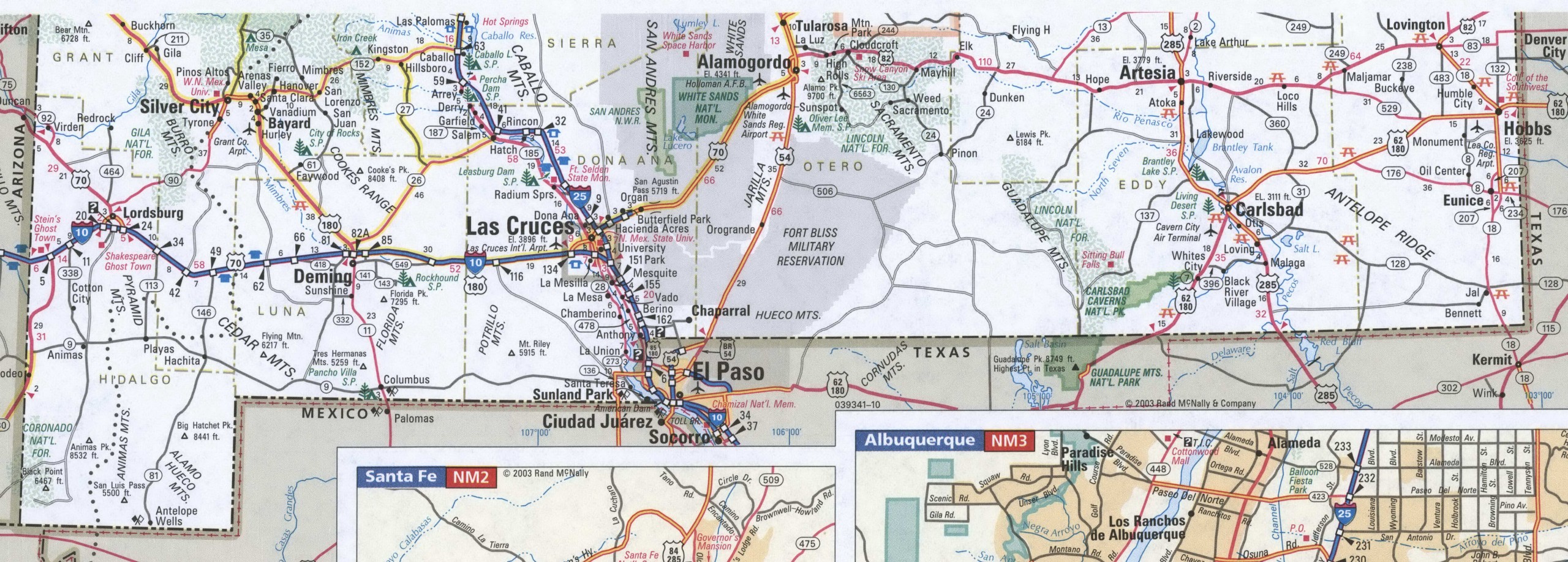 New Mexico road map. Detailed map of all roads in New Mexico with distances between cities and towns. New Mexico road map. Detailed map of all roads in New Mexico with distances between cities and towns.