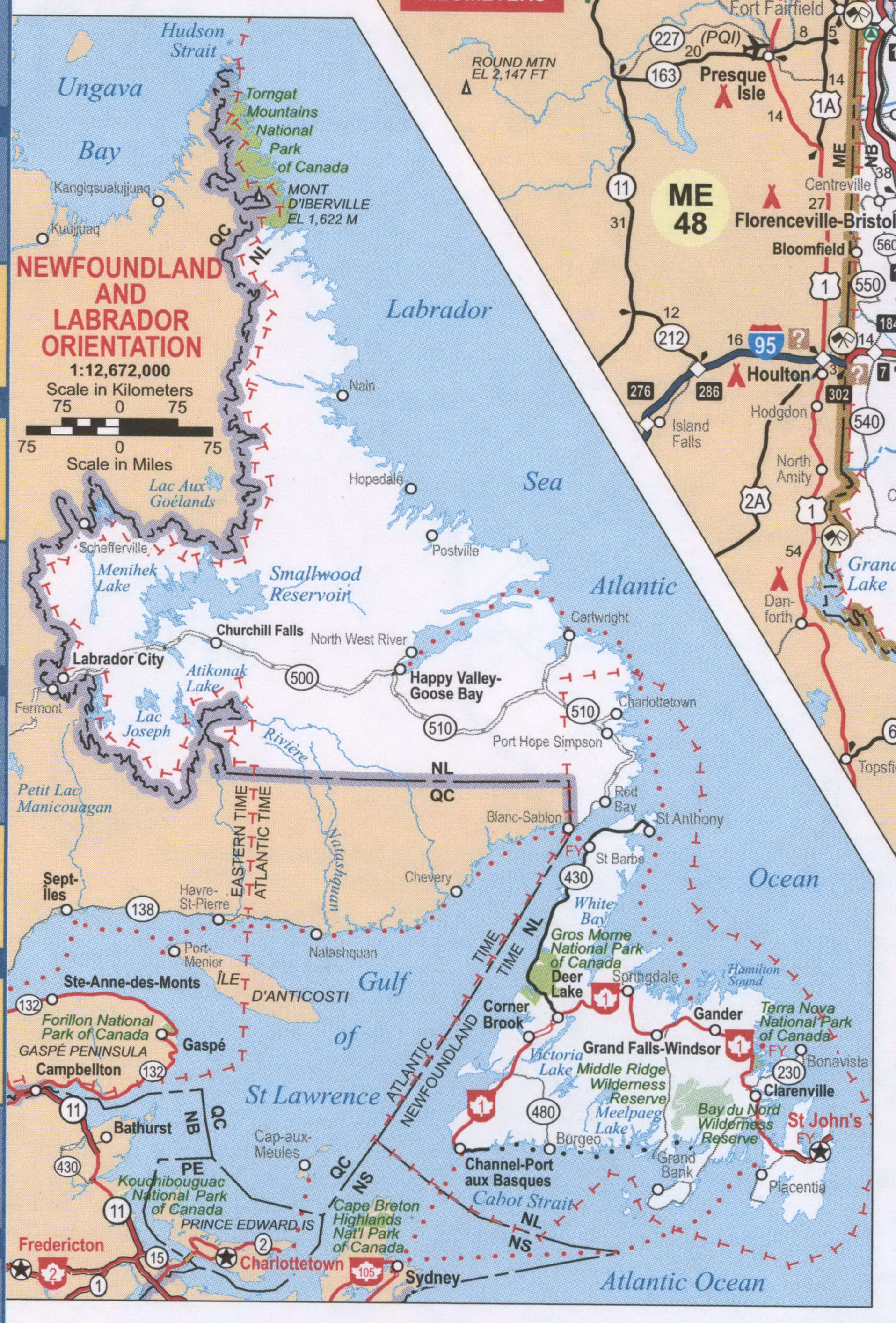 Newfoundland and Labrador map. Detailed map of Newfoundland and Labrador with cities, roads, and tourist camps. Newfoundland and Labrador map. Detailed map of Newfoundland and Labrador with cities, roads, and tourist camps.