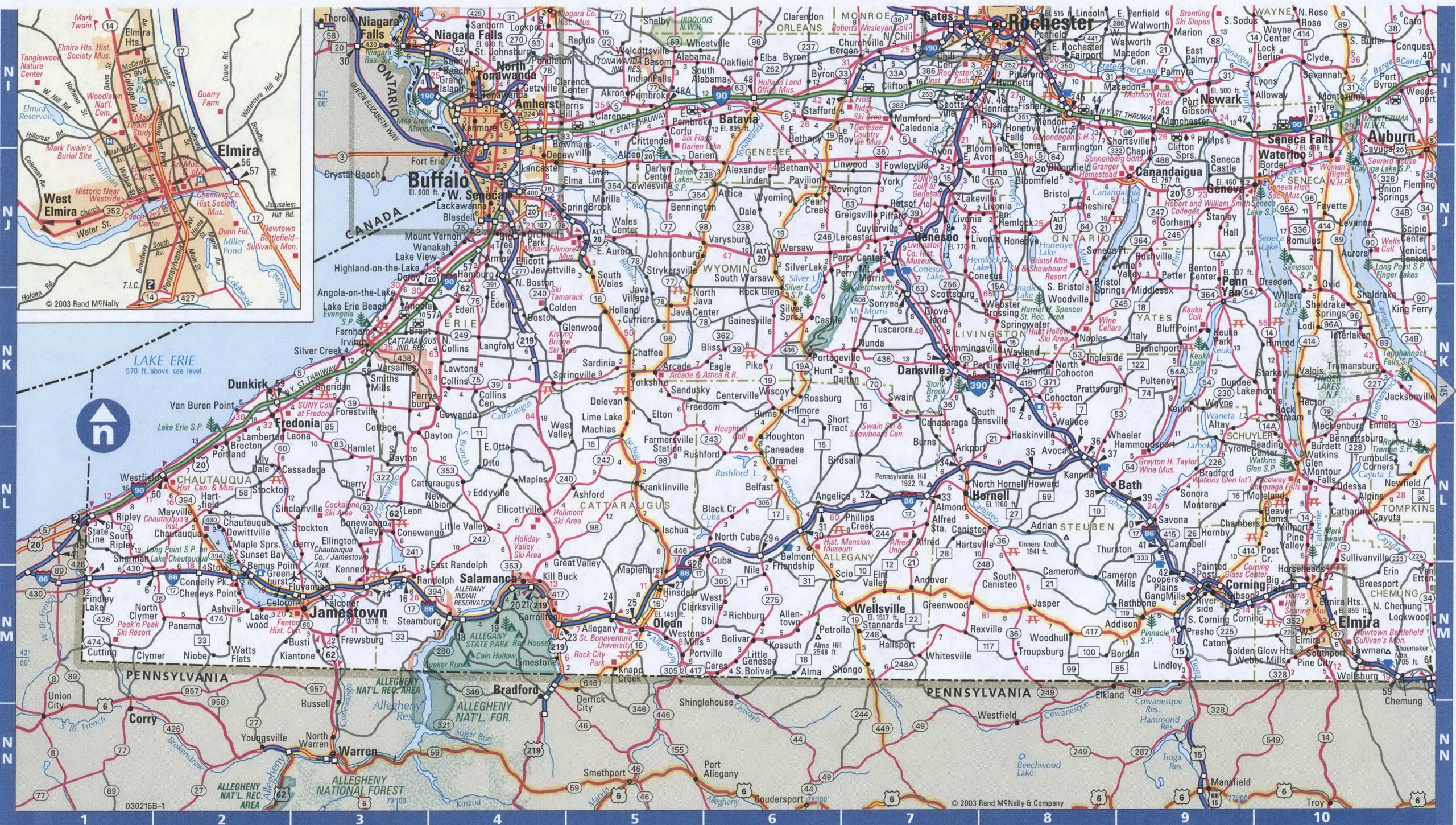 NorthWest New York state map. Detailed map of all roads in Northwestern New York with distances between cities and towns. NorthWest New York state map. Detailed map of all roads in Northwestern New York with distances between cities and towns.