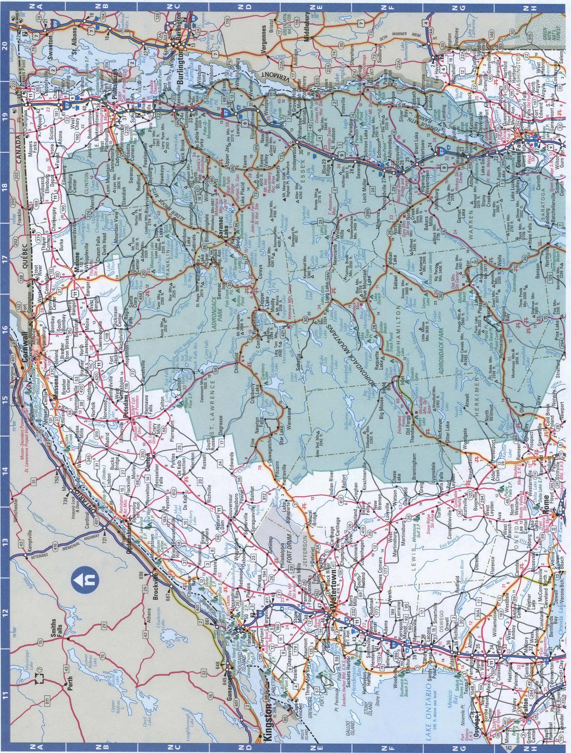 NorthEast New York map. Detailed map of all roads in Northeastern New York with distances between cities and towns. NorthEast New York map. Detailed map of all roads in Northeastern New York with distances between cities and towns.