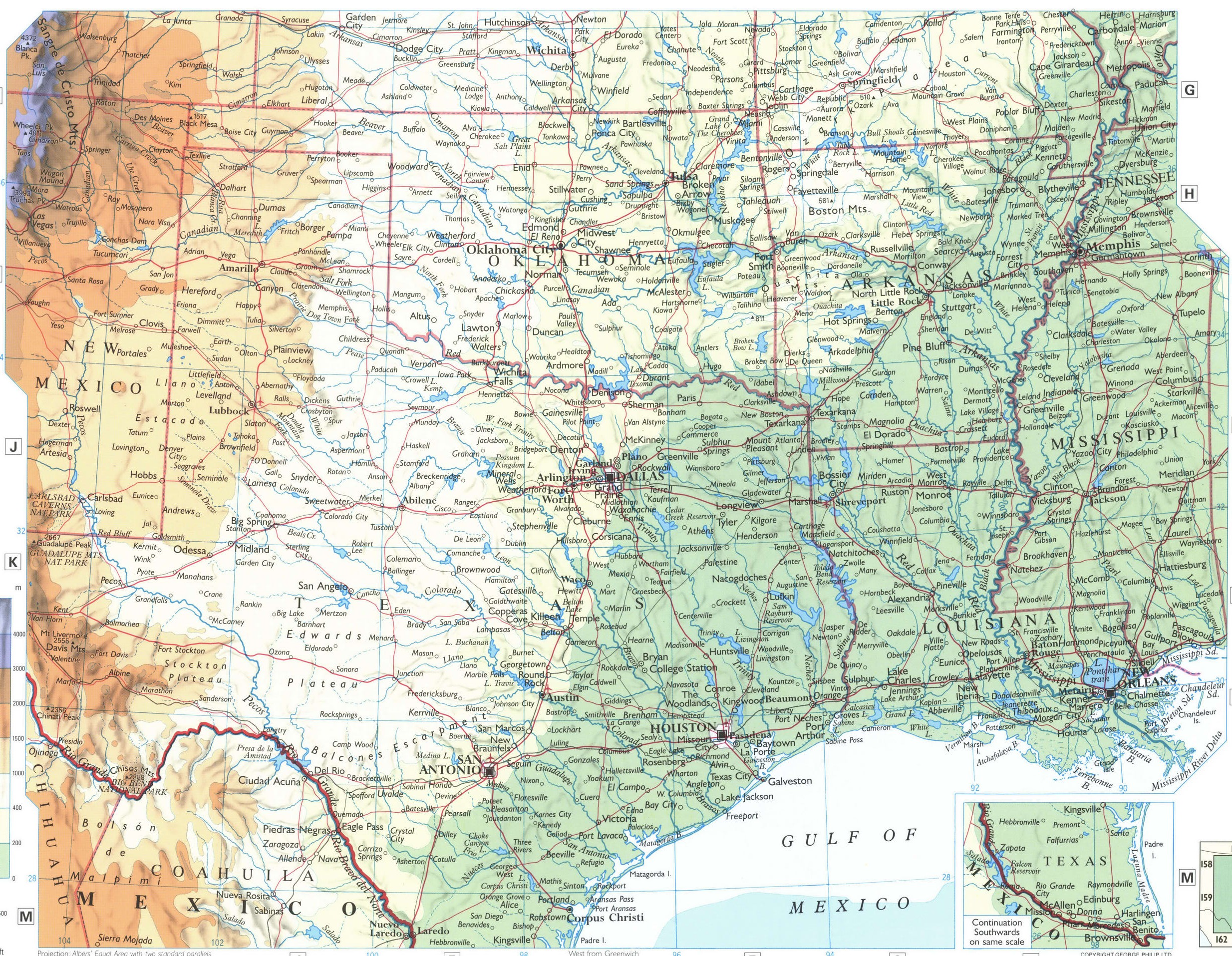 Middle USA map. Detailed physical map of the central region of the USA with cities and roads. Middle USA map. Detailed physical map of the central region of the USA with cities and roads.