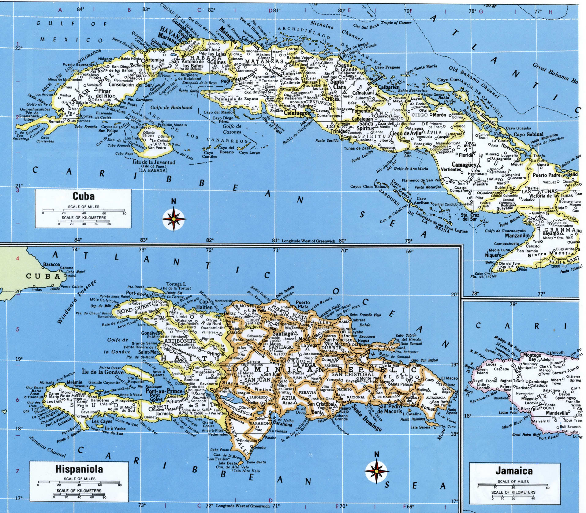 West Indies map. Map of Caribbean Islands: Cuba, Hispaniola, Jamaica, Puerto Rico West Indies map. Map of Caribbean Islands: Cuba, Hispaniola, Jamaica, Puerto Rico