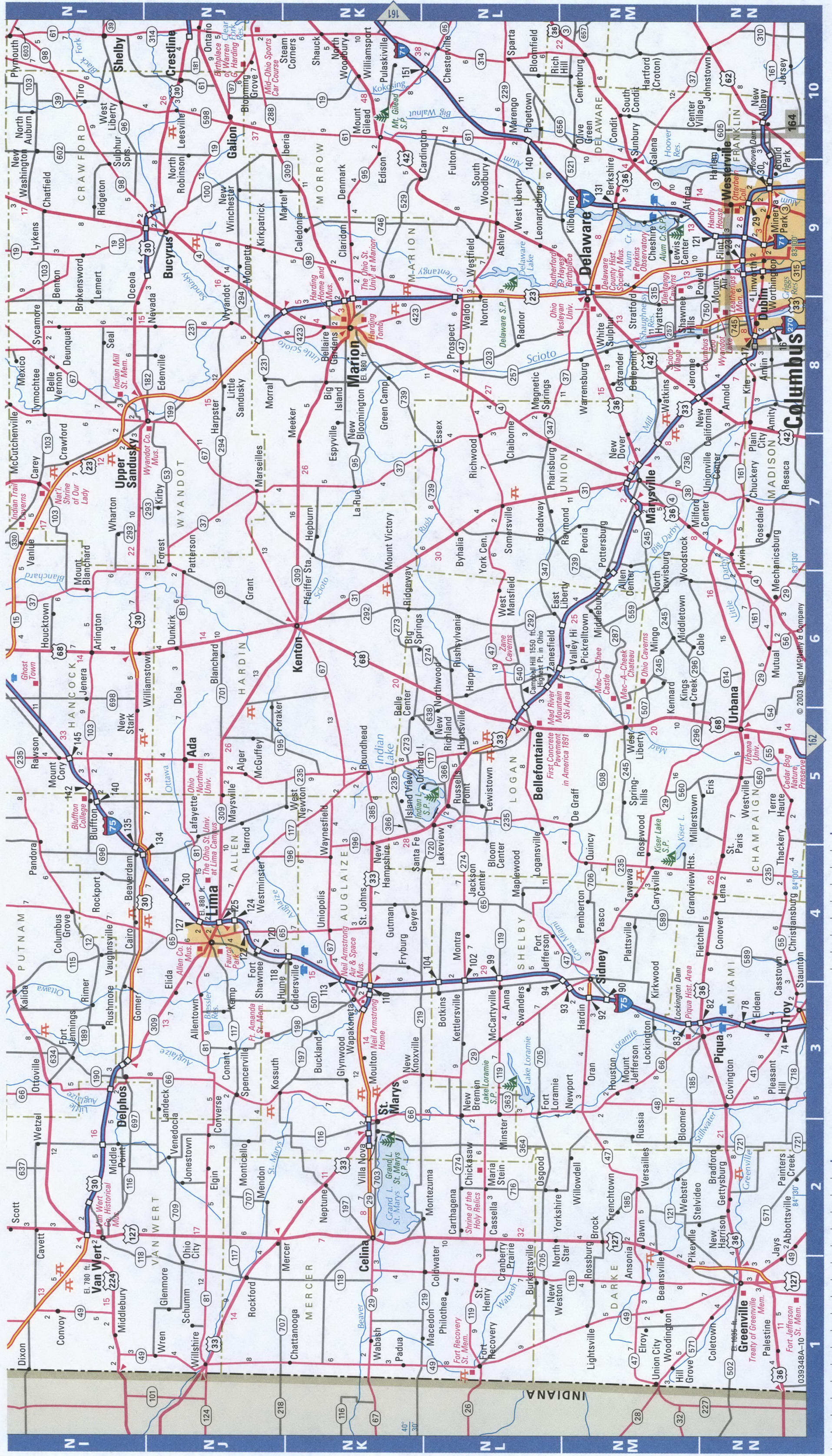 NorthWest Ohio detailed map. Detailed map of Ohio with road numbers and distances between cities. NorthWest Ohio detailed map. Detailed map of Ohio with road numbers and distances between cities.