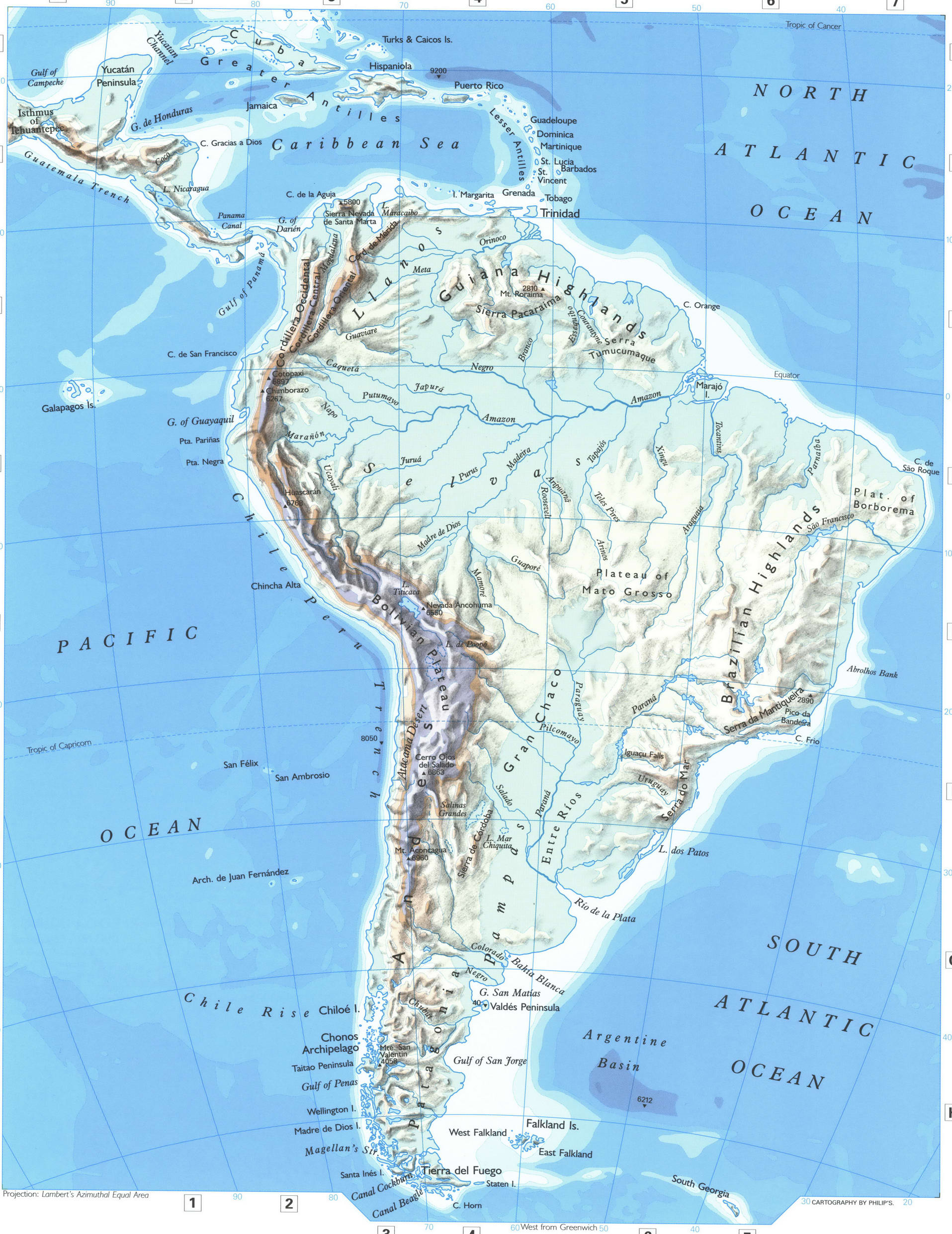 South America physical map. Detailed physical map of South America South America physical map. Detailed physical map of South America