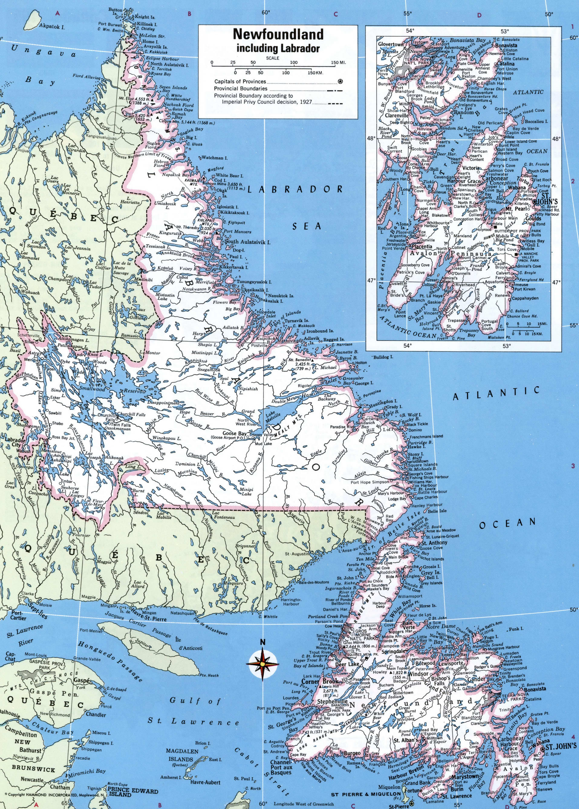 Newfoundland including Labrador map regions. Detailed map of Newfoundland with cities, towns, and villages Newfoundland including Labrador map regions. Detailed map of Newfoundland with cities, towns, and villages