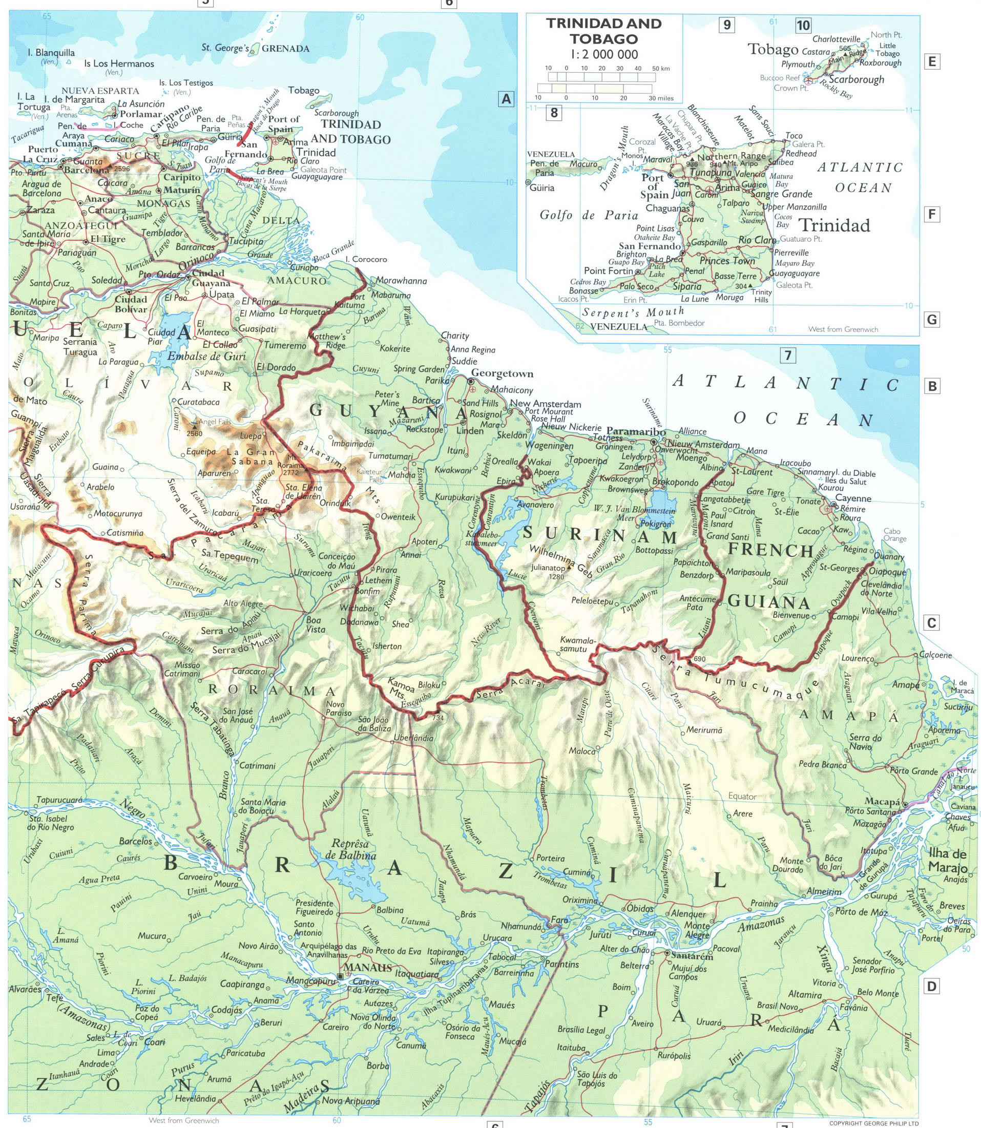 South America NorthEast map. Detailed physical map of northern South America South America NorthEast map. Detailed physical map of northern South America