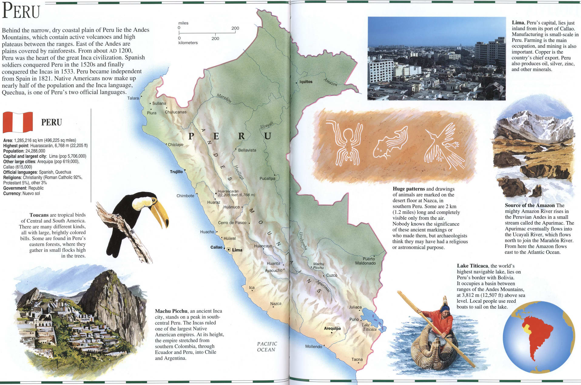 Detailed map of Peru with a brief description of the country. Peru on the world map. Detailed map of Peru with a brief description of the country. Peru on the world map.