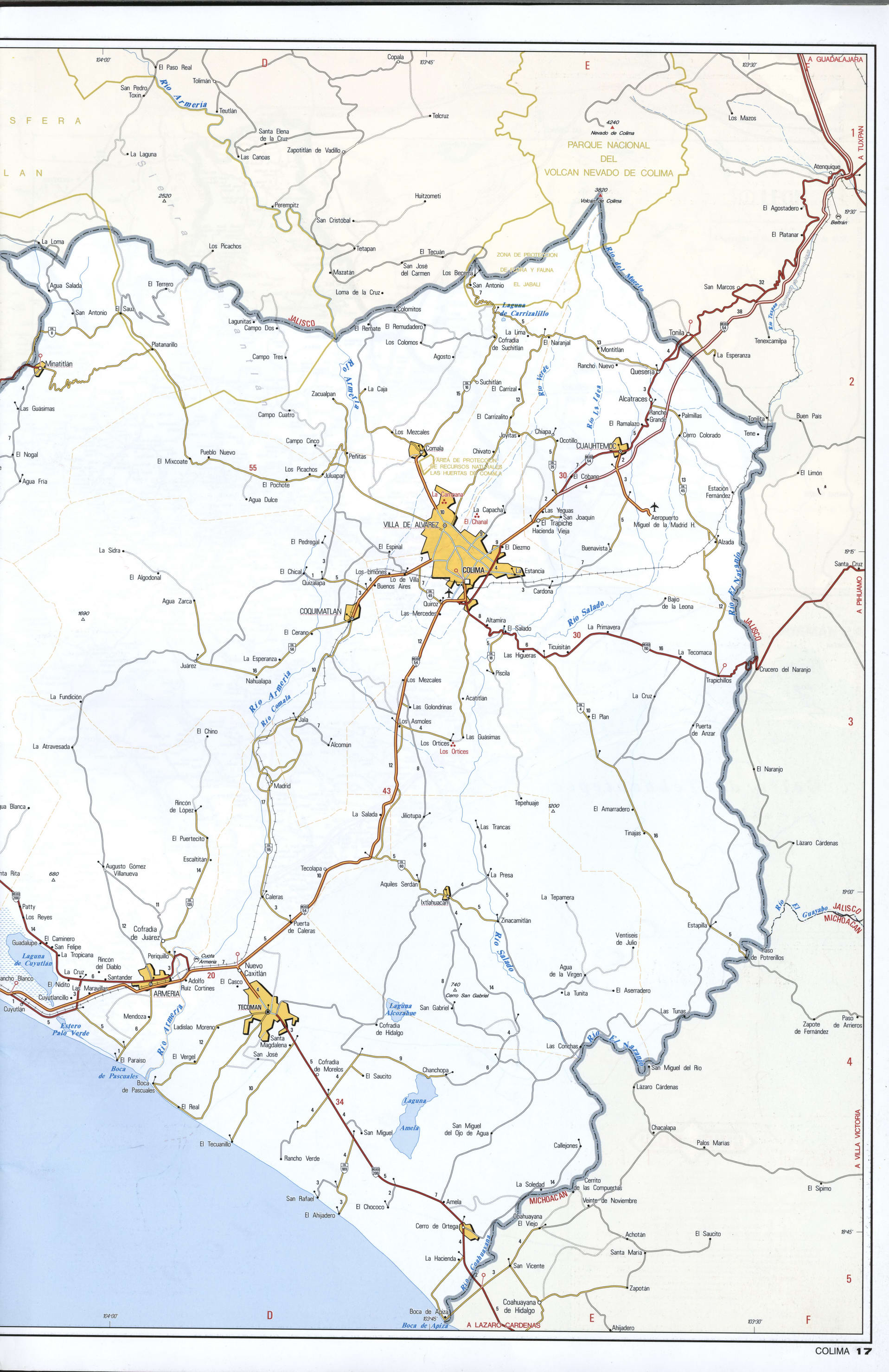 Colima state map eastern