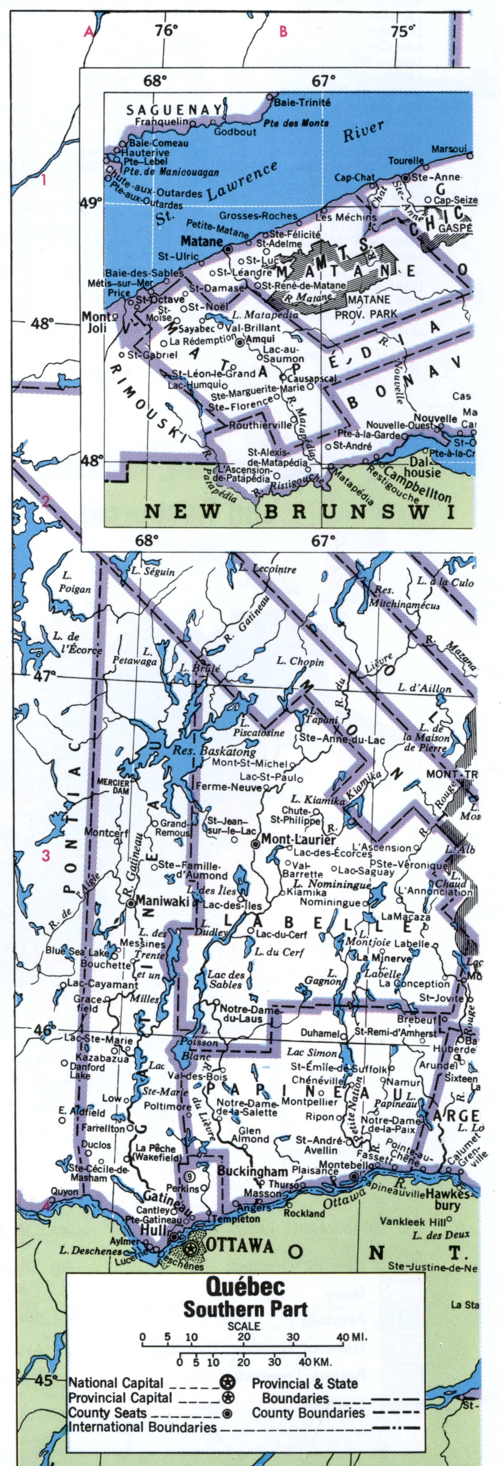 Southern Quebec map. Detailed map of South part Quebec with cities Southern Quebec map. Detailed map of South part Quebec with cities