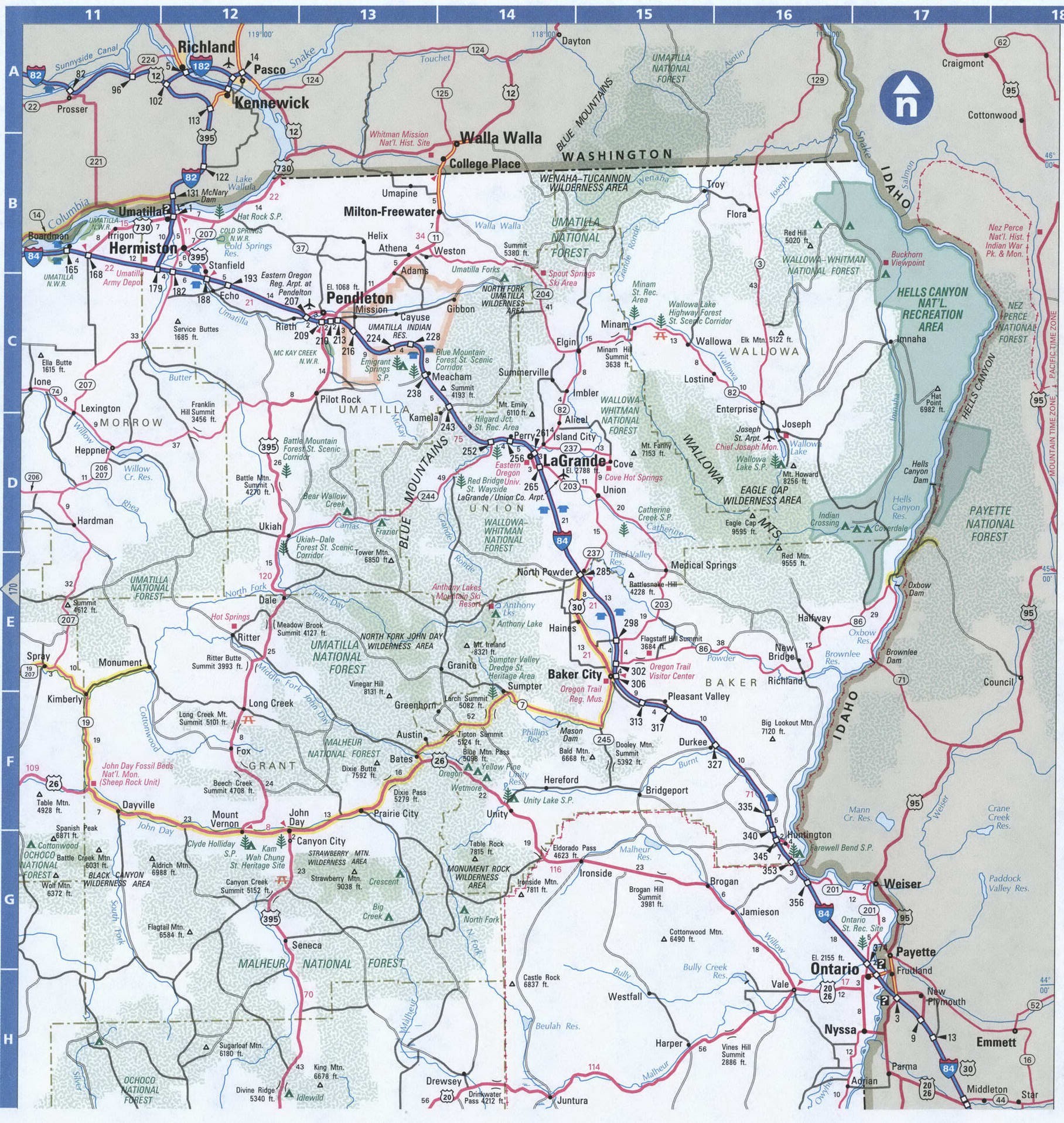 East Oregon map. Detailed map of all roads in Eastern Oregon with distances between cities and towns. East Oregon map. Detailed map of all roads in Eastern Oregon with distances between cities and towns.