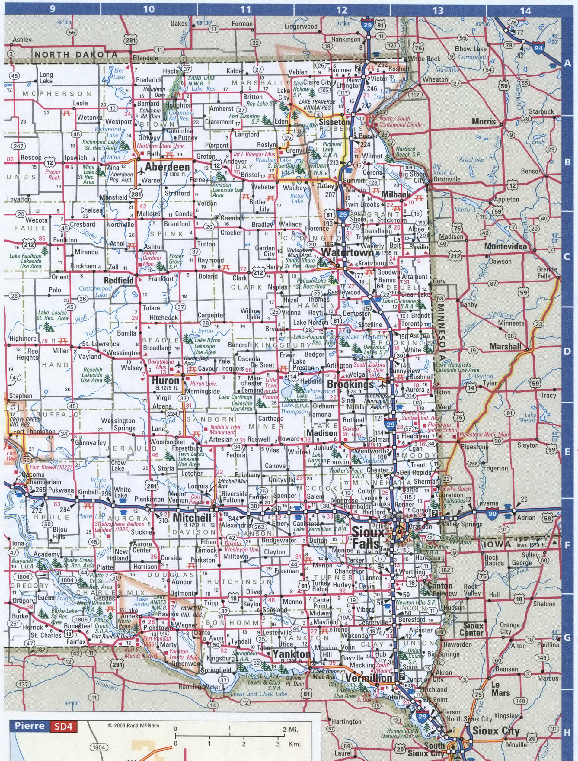 South Dakota road map. Detailed map of South Dakota with road numbers and distances between cities. South Dakota road map. Detailed map of South Dakota with road numbers and distances between cities.