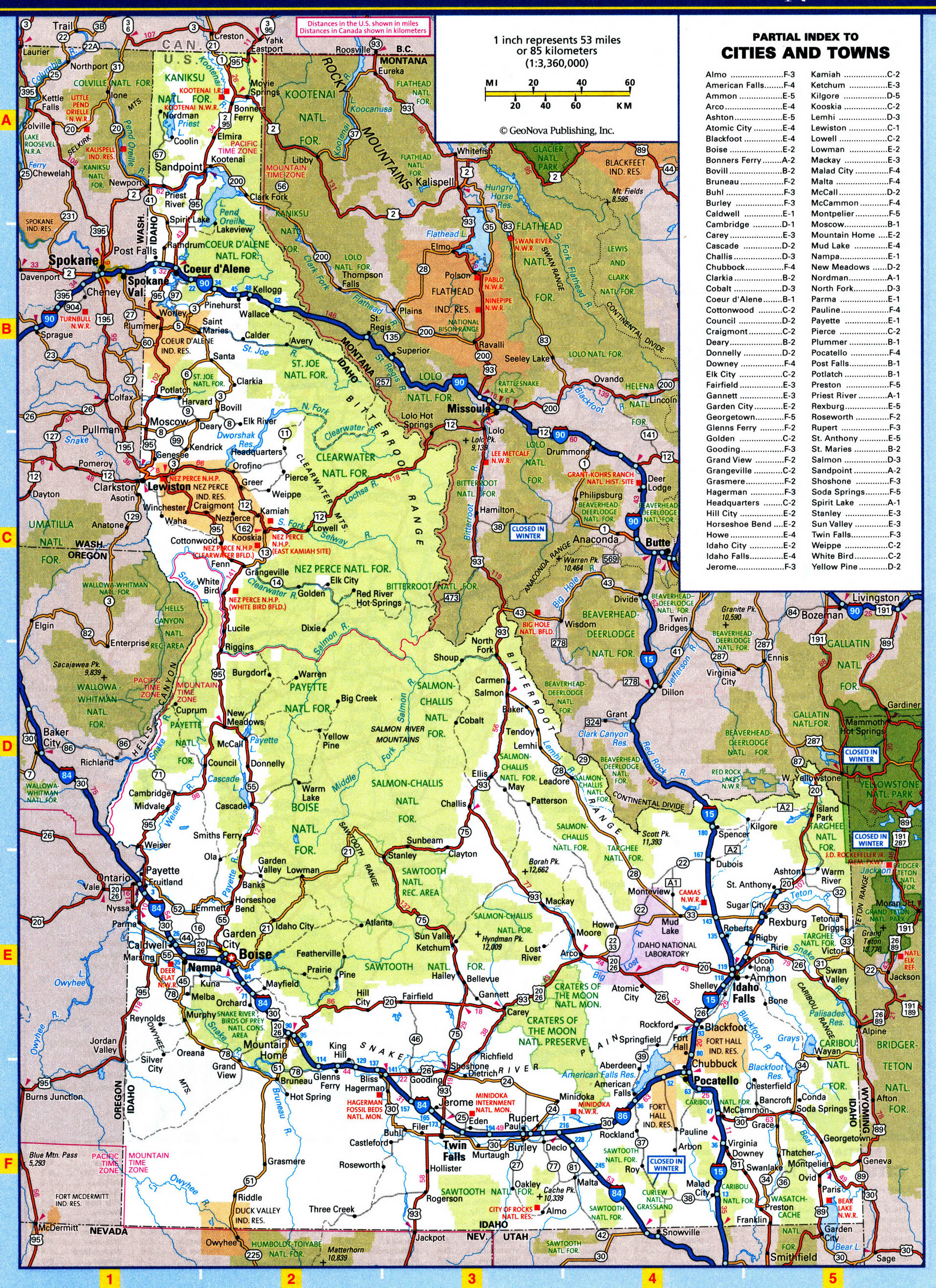 Idaho highways map. Map of the Idaho highway with cities, villages, and rest areas. Idaho highways map. Map of the Idaho highway with cities, villages, and rest areas.