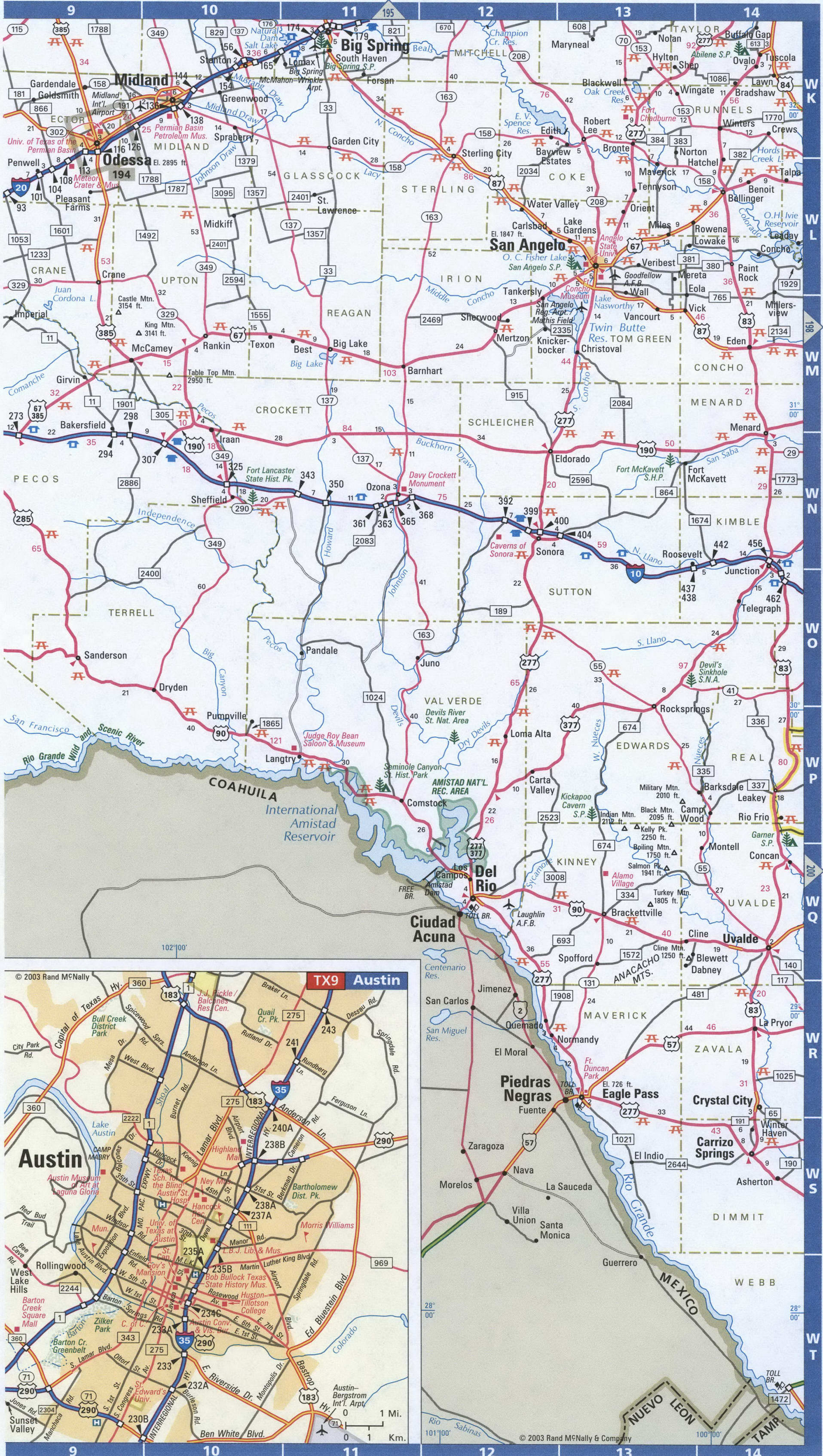 Texas southwest road map. Detailed map of all roads in Southwestern Texas with distances between cities and towns. Texas southwest road map. Detailed map of all roads in Southwestern Texas with distances between cities and towns.