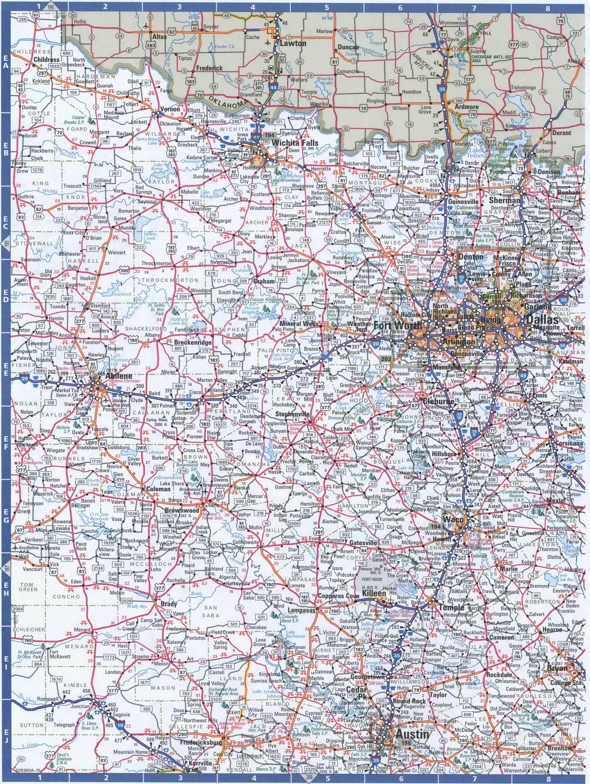 Texas eastern map. Detailed map of all roads in Eastern Texas with distances between cities and towns. Texas eastern map. Detailed map of all roads in Eastern Texas with distances between cities and towns.