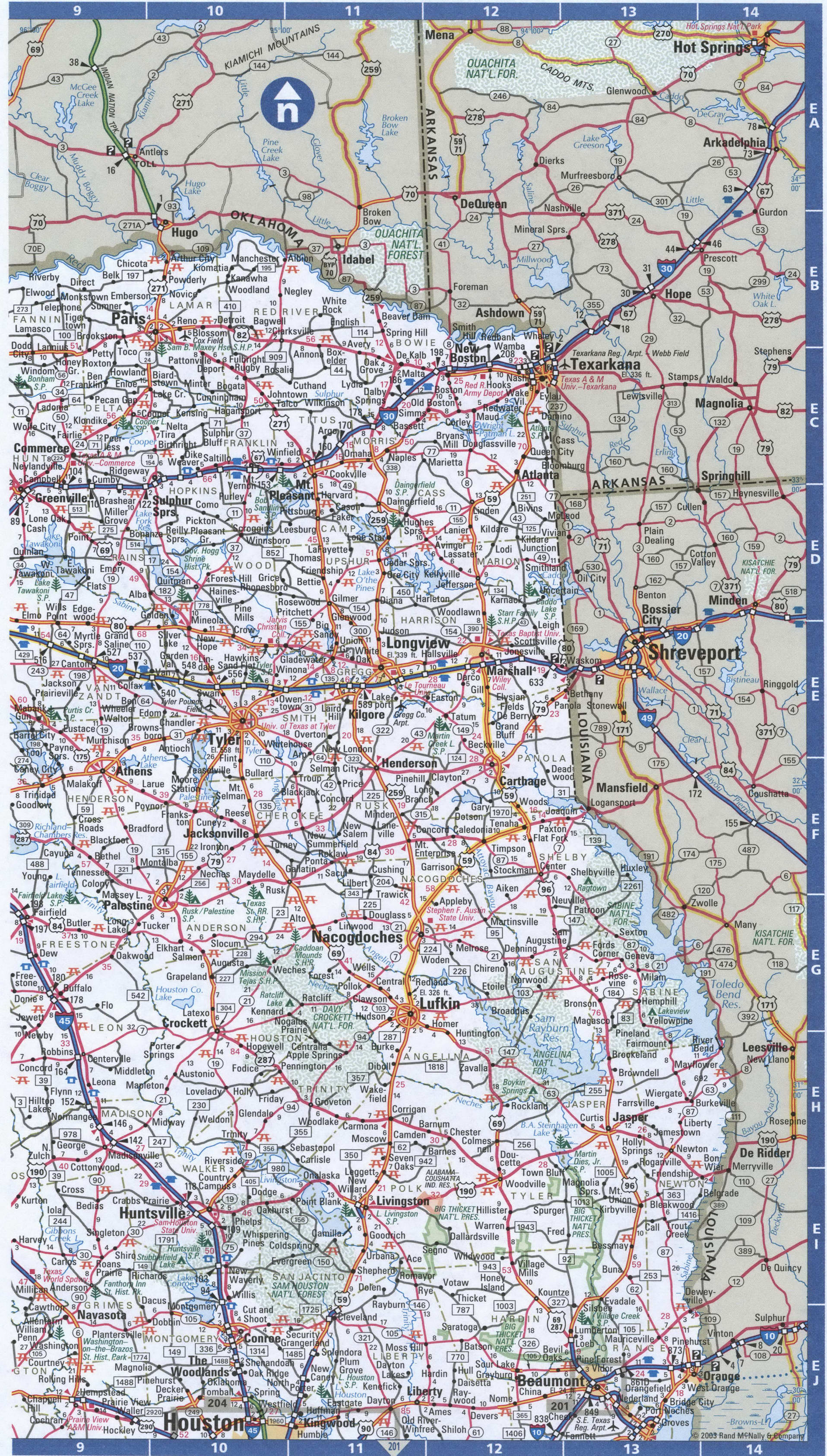 Texas eastern road map. Detailed map of all roads in Eastern Texas with distances between cities and towns. Texas eastern road map. Detailed map of all roads in Eastern Texas with distances between cities and towns.