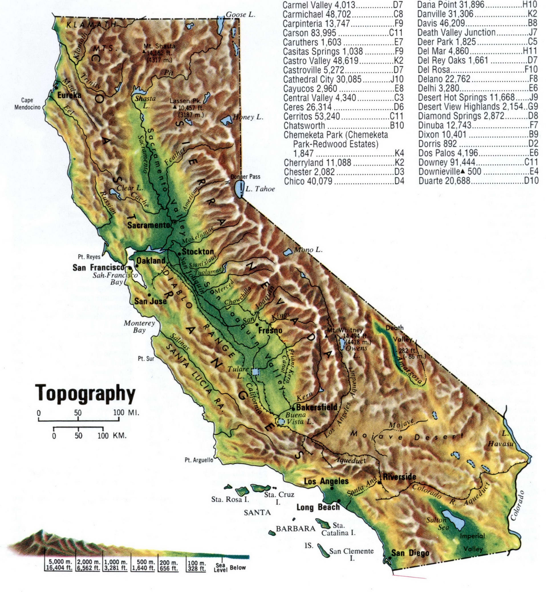 California topographic map. Topo map of California with terrain features. California topographic map. Topo map of California with terrain features.