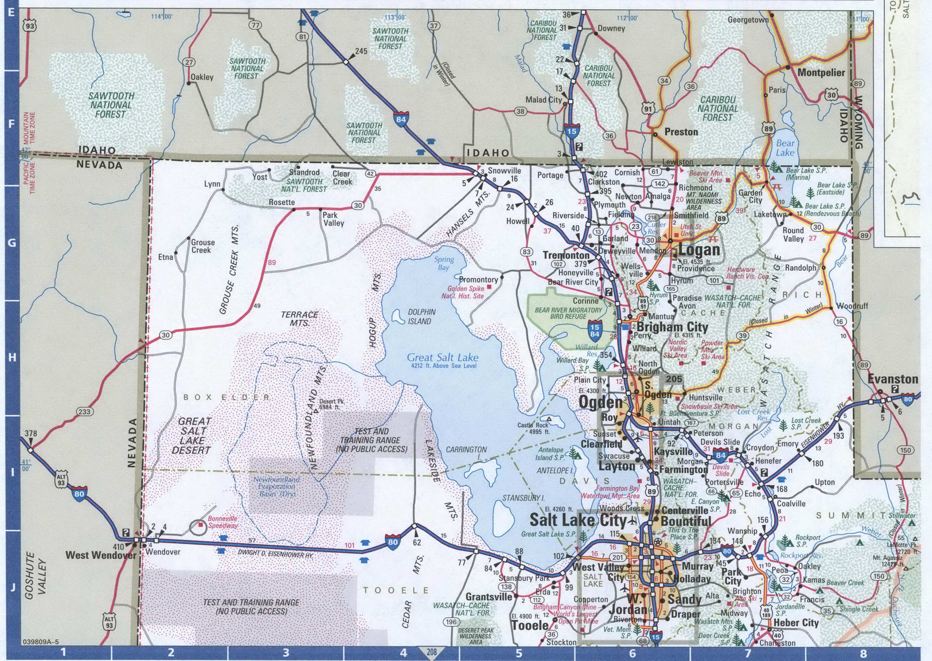 Northern Utah roads map. Detailed map of Utah with road numbers and distances between cities Northern Utah roads map. Detailed map of Utah with road numbers and distances between cities