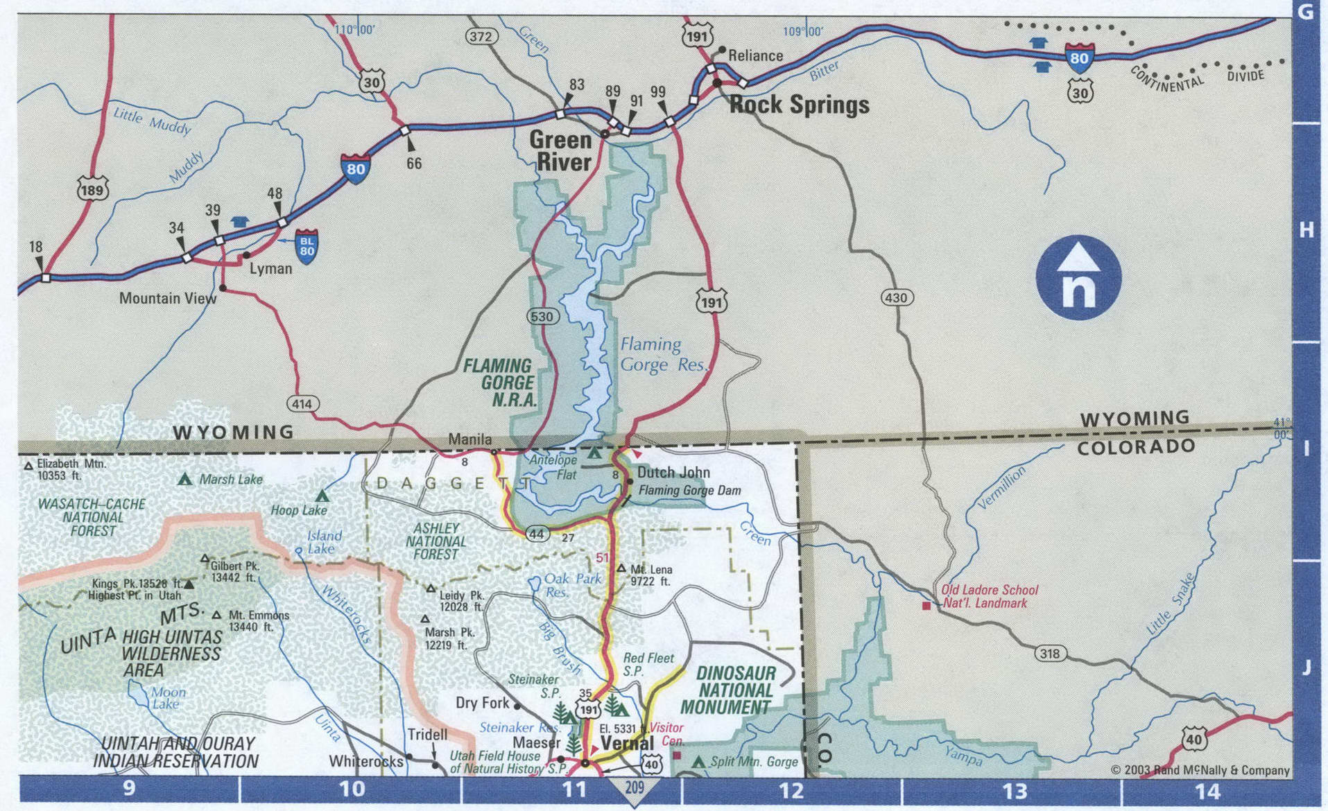 North Utah roads map. Detailed map of Utah with road numbers and distances between cities North Utah roads map. Detailed map of Utah with road numbers and distances between cities