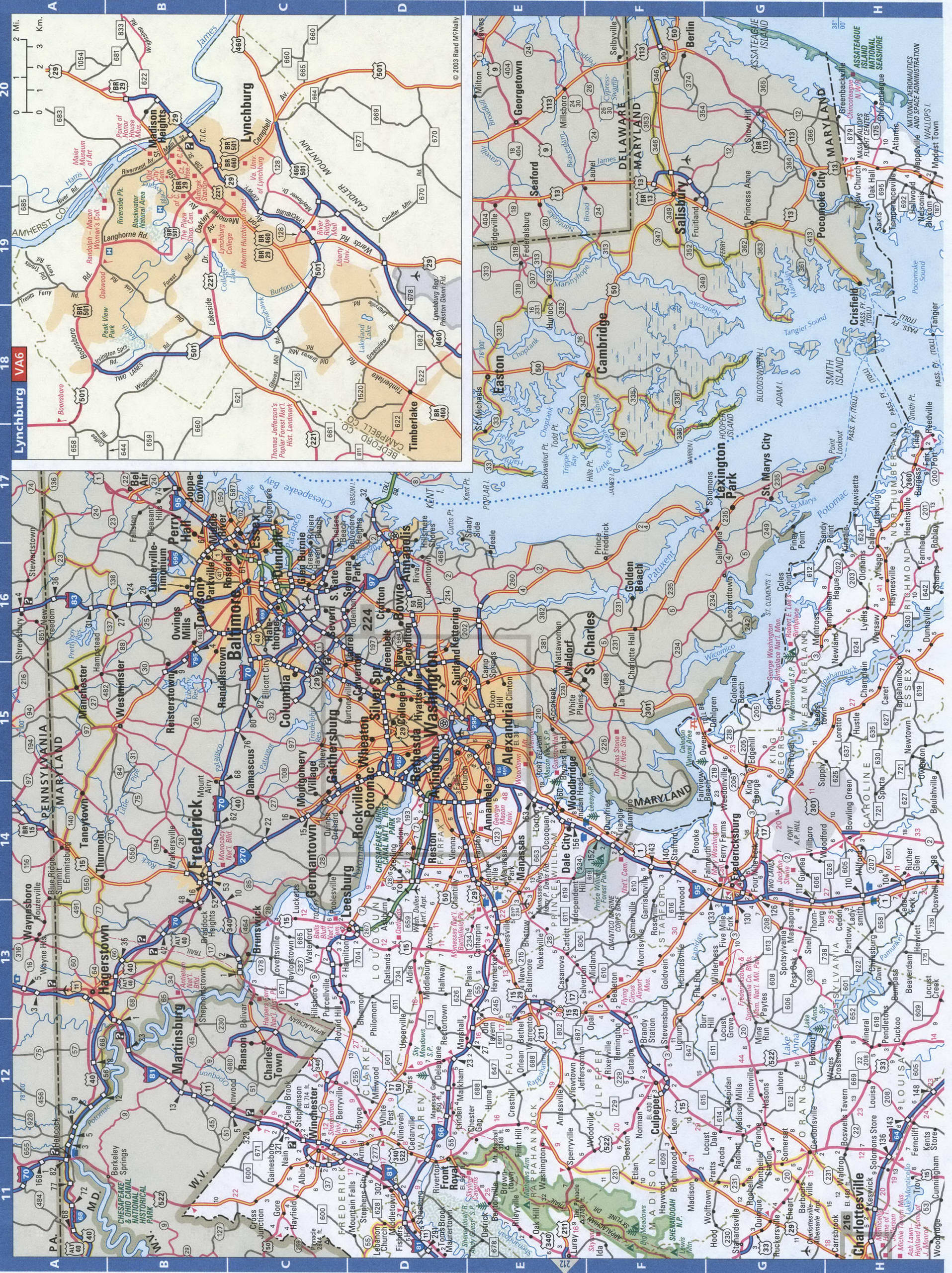 Virginia eastern detailed map