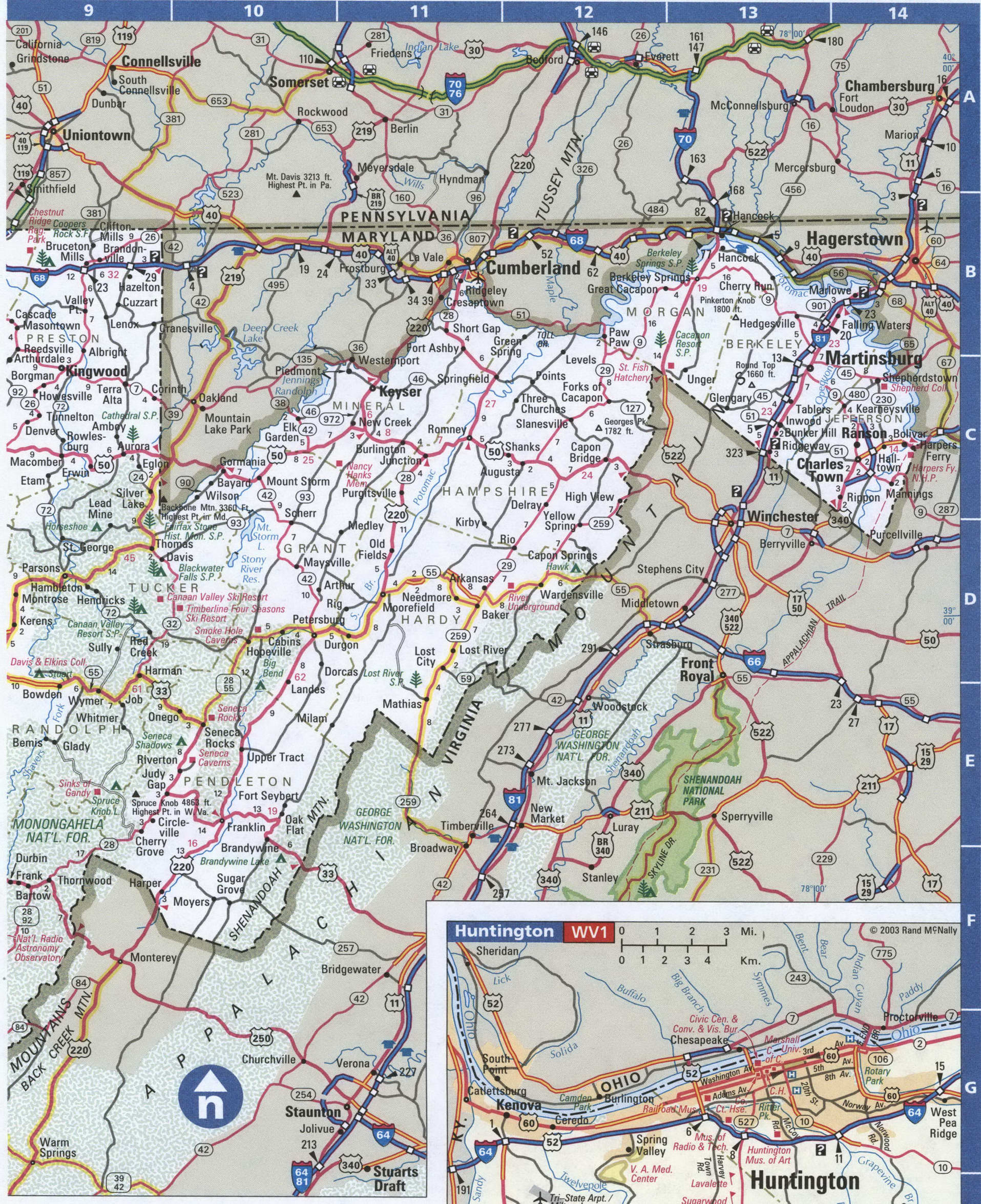 West Virginia detailed map. Detailed map of West Virginia with road numbers and distances between cities. West Virginia detailed map. Detailed map of West Virginia with road numbers and distances between cities.