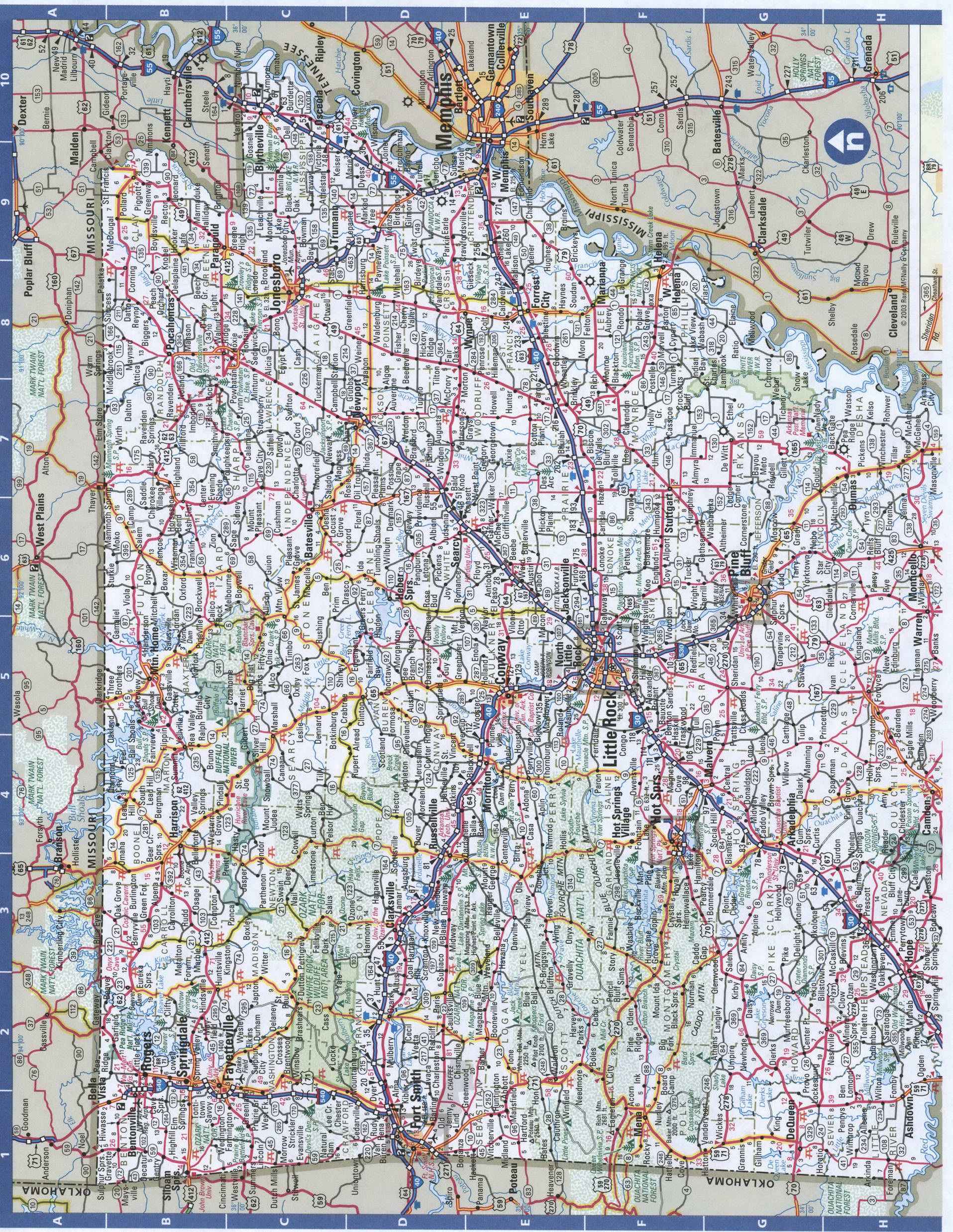 Arkansas detailed roads map