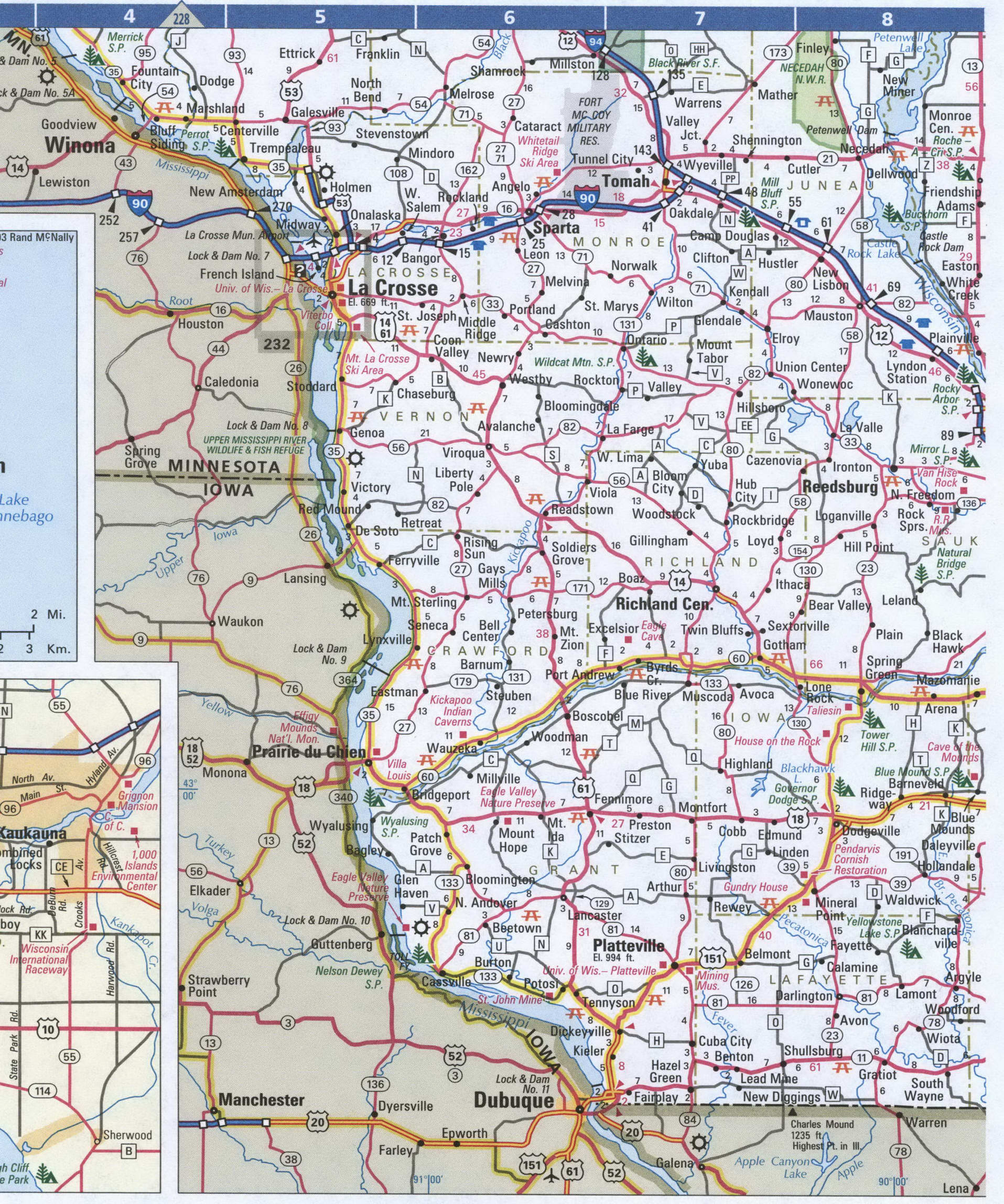South Wisconsin roads map. Detailed map of Wisconsin with road numbers and distances between cities. South Wisconsin roads map. Detailed map of Wisconsin with road numbers and distances between cities.