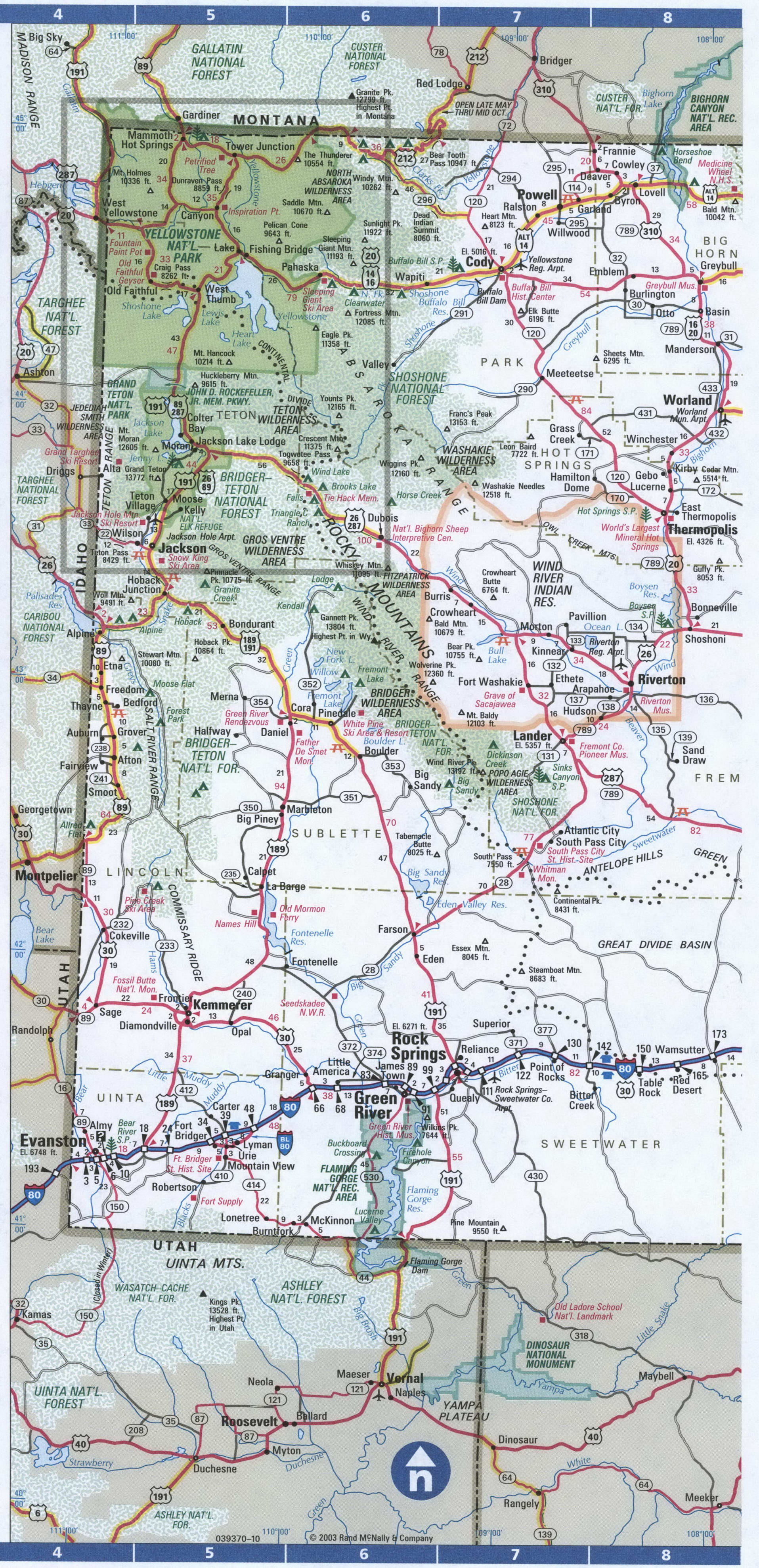 Wyoming large scale map. Detailed map of Wyoming with road numbers and distances between cities. Wyoming large scale map. Detailed map of Wyoming with road numbers and distances between cities.