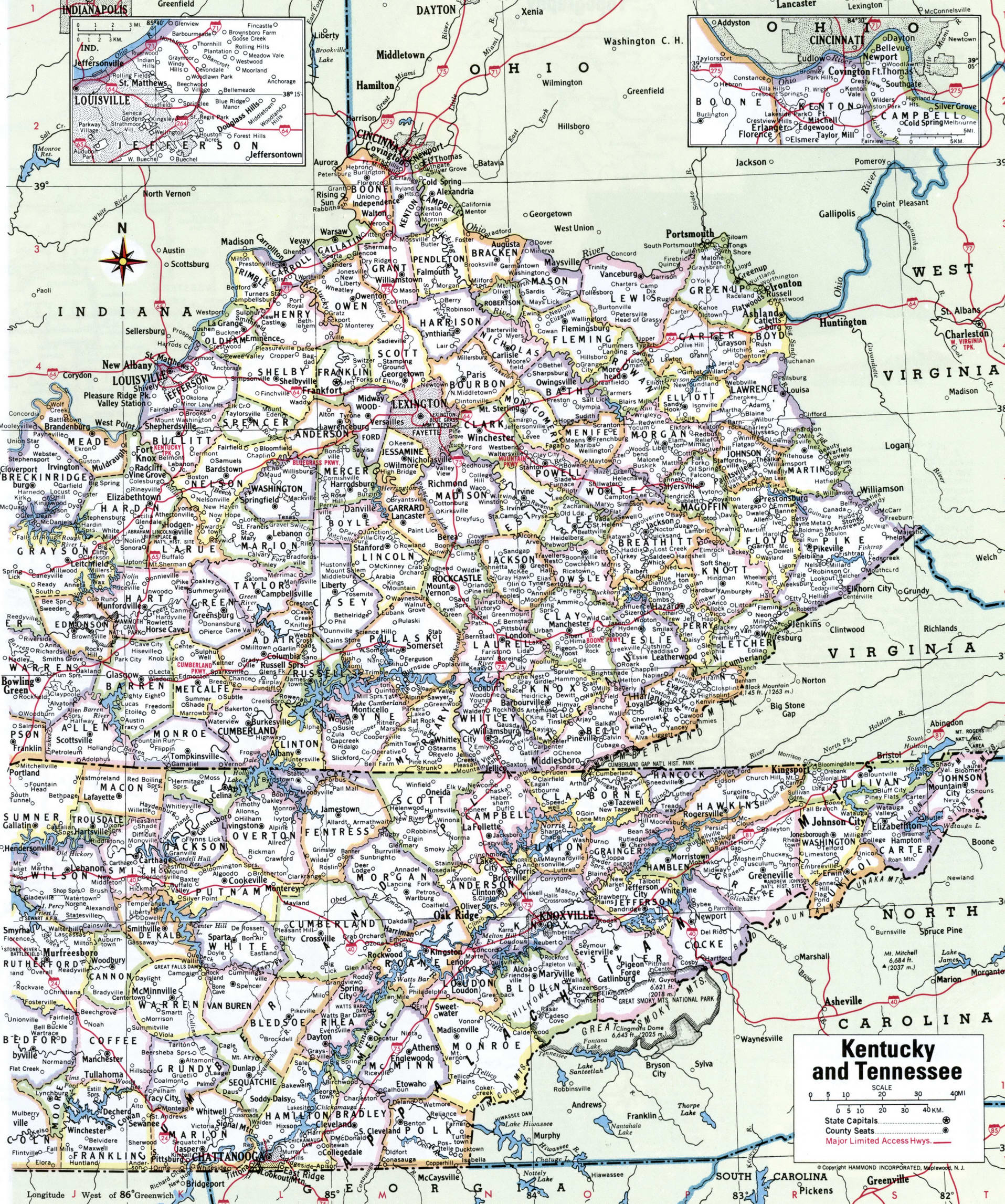 Kentucky counties. Detailed map of the counties of Kentucky with towns and villages Kentucky counties. Detailed map of the counties of Kentucky with towns and villages