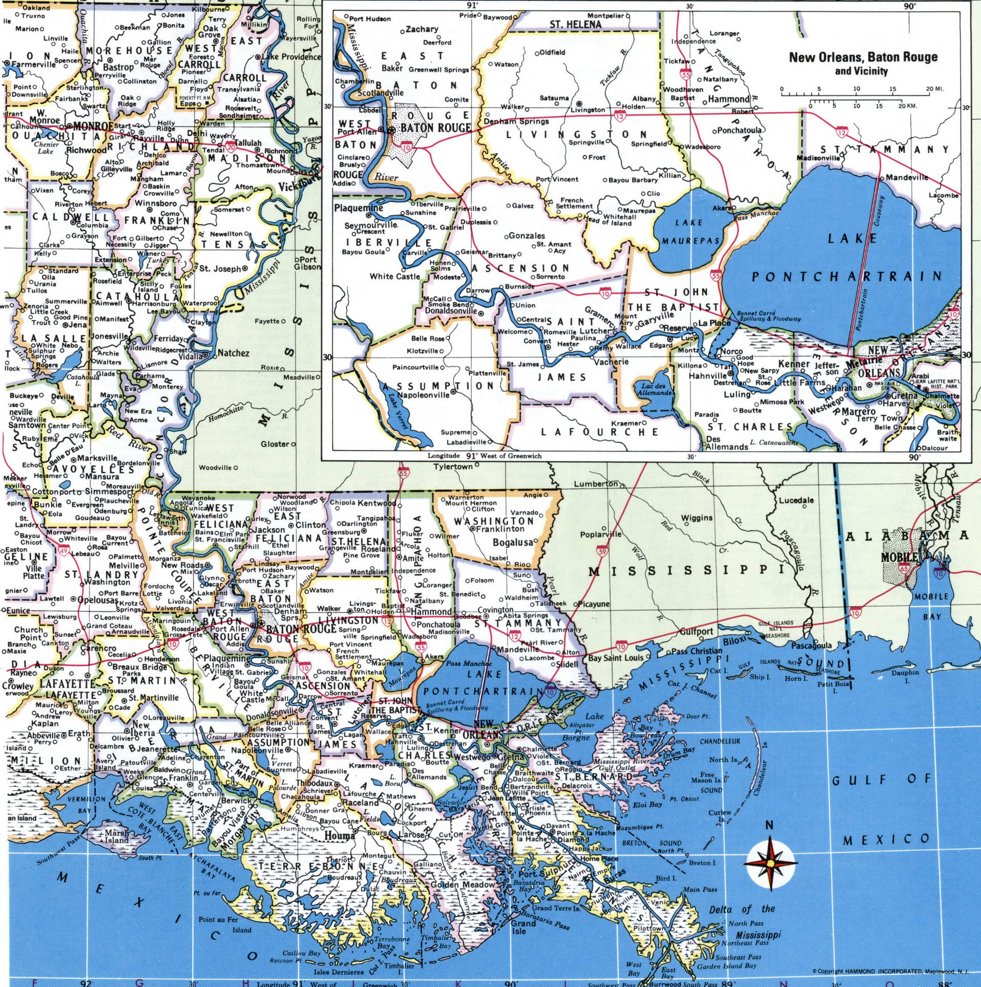 Louisiana counties. Detailed map of the counties of Louisiana with towns and villages Louisiana counties. Detailed map of the counties of Louisiana with towns and villages
