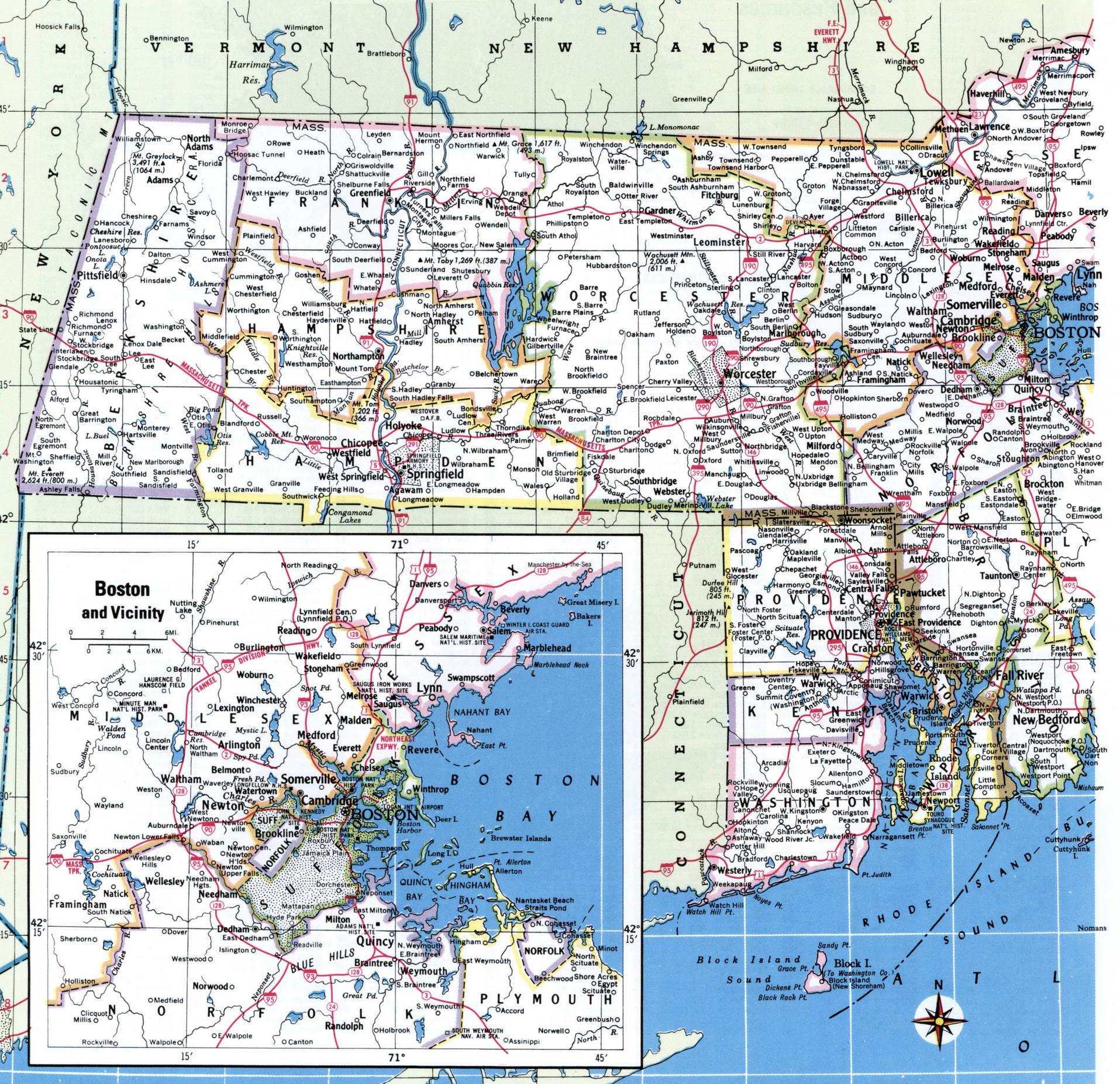 Massachusetts map with counties. Detailed map of the counties of Massachusetts with towns and villages Massachusetts map with counties. Detailed map of the counties of Massachusetts with towns and villages