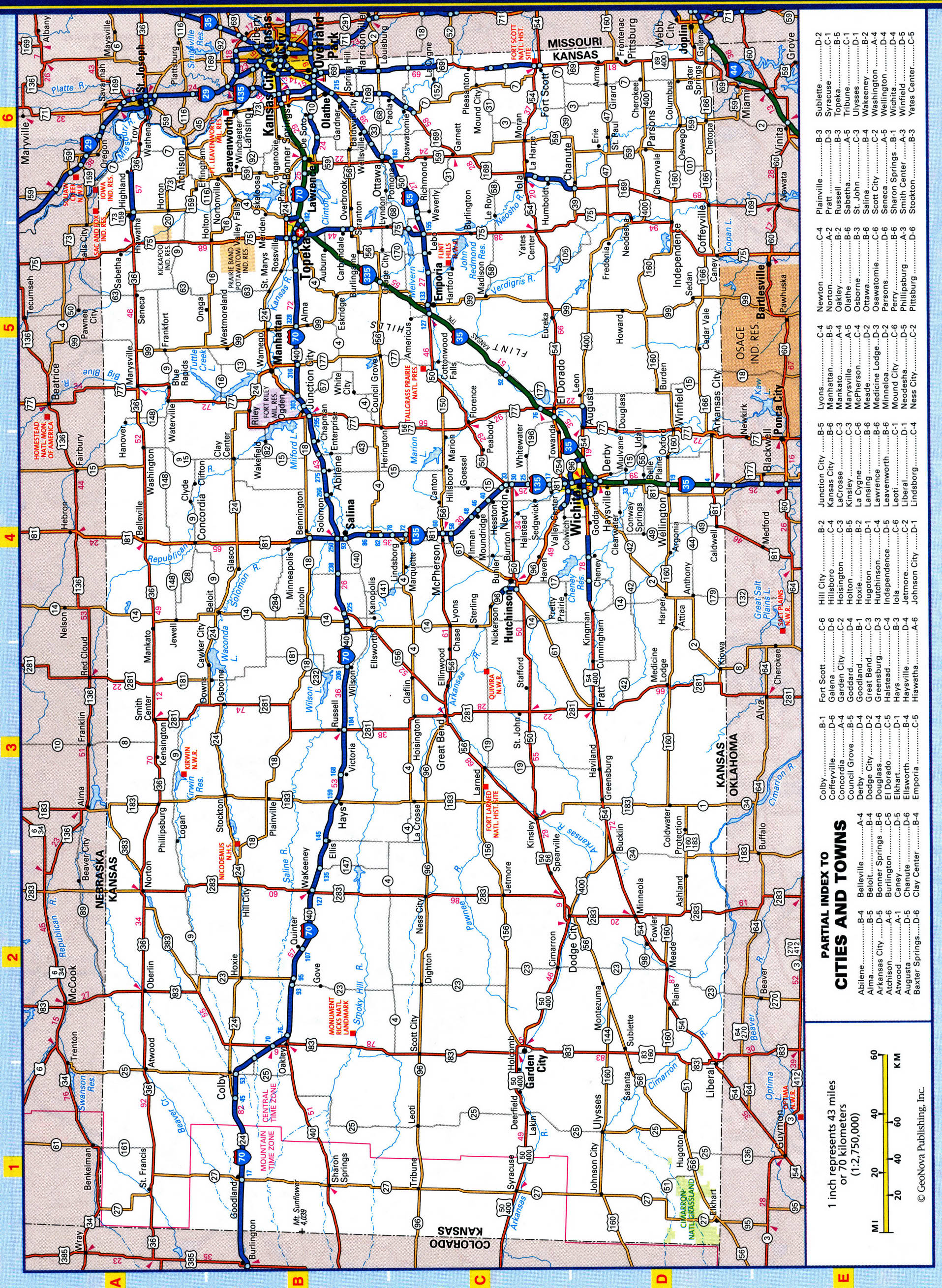 Kansas highway map. Detailed map of the Kansas highway with cities, villages, and rest areas. Kansas highway map. Detailed map of the Kansas highway with cities, villages, and rest areas.