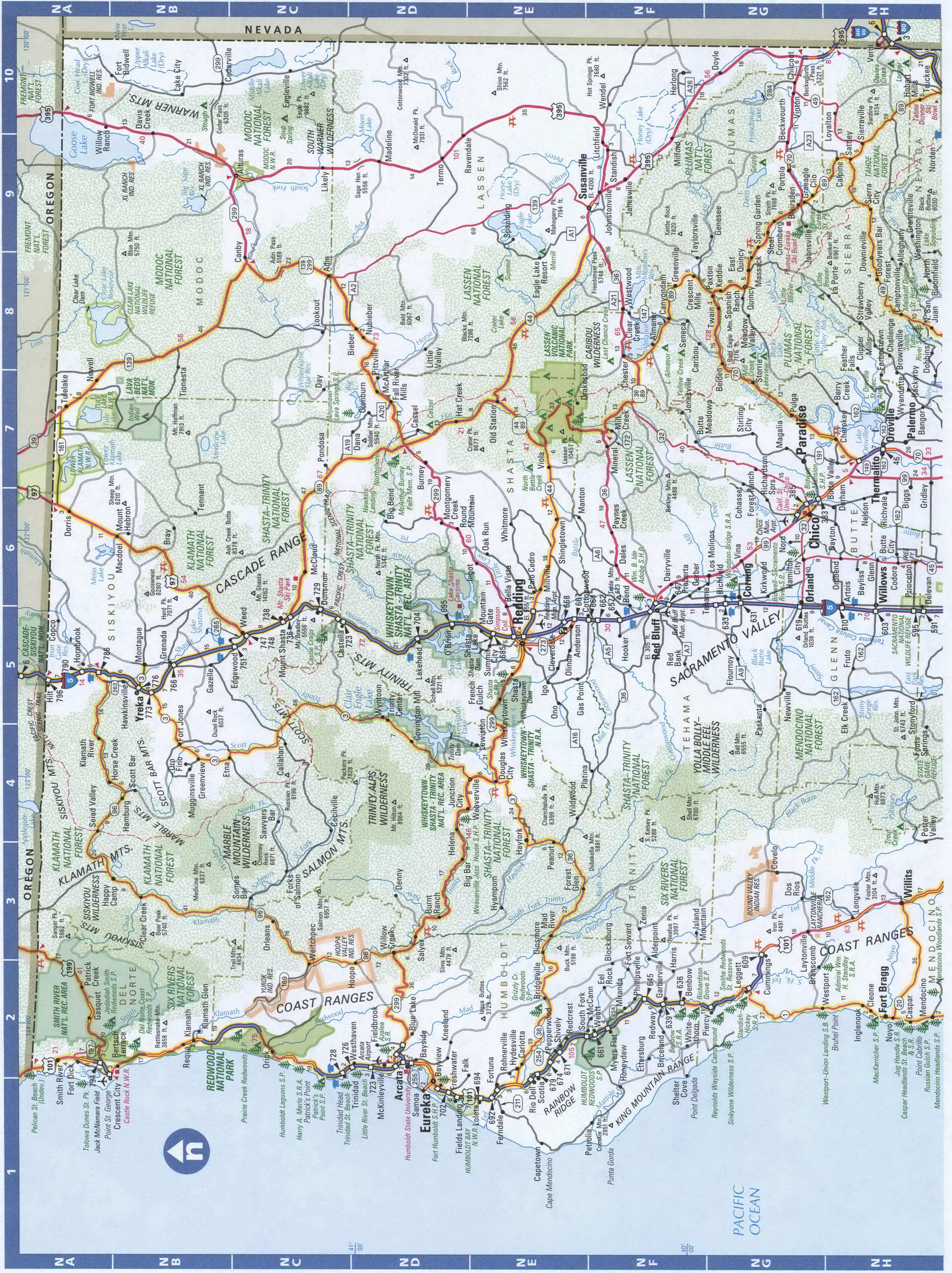 Northern California detailed map